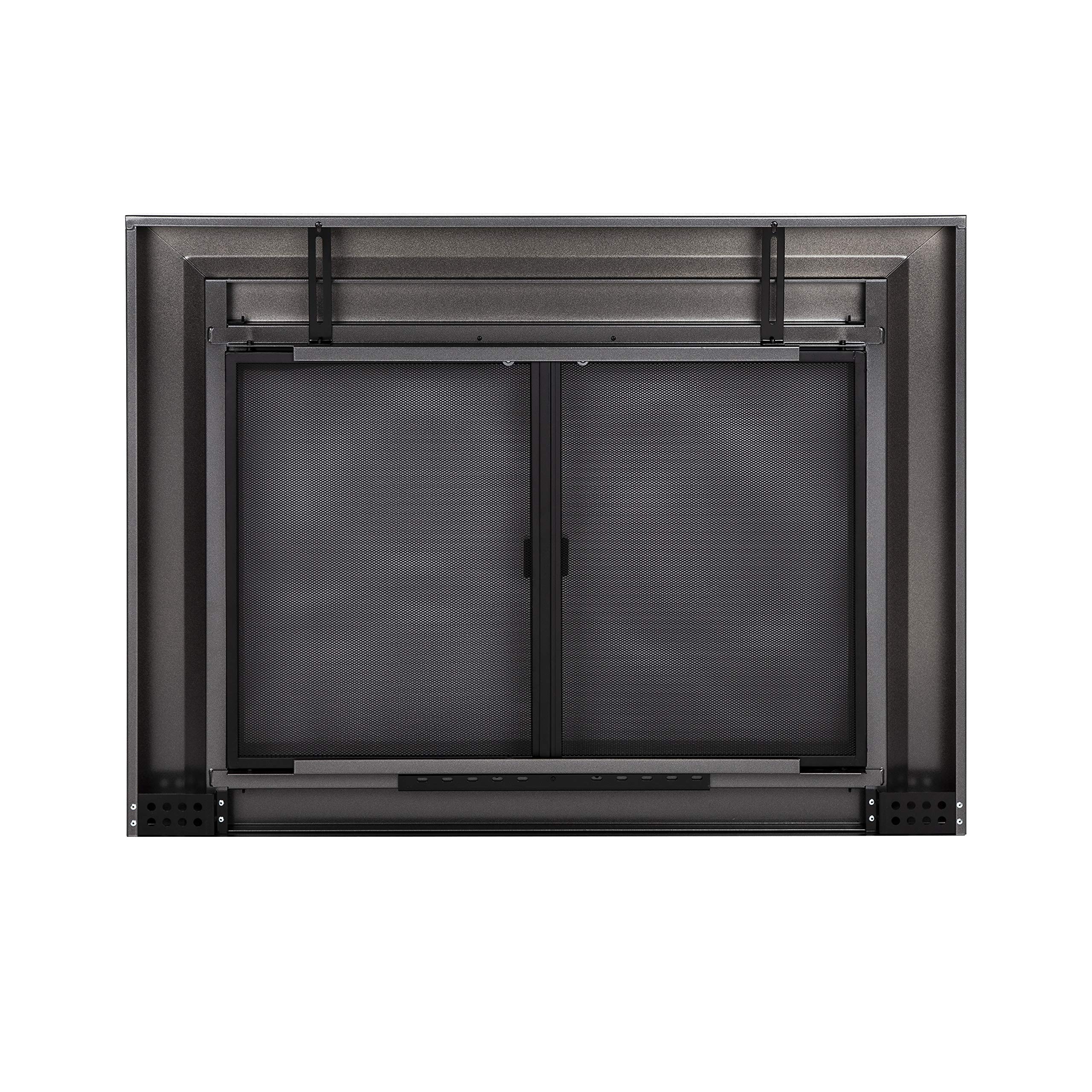 Pleasant Hearth Carlisle Collection Fireplace Glass Door - Tempered Safety Glass with Black Frame for Wood Burning Fireplace - Perfect for Living Room, Patio & Winter Heating