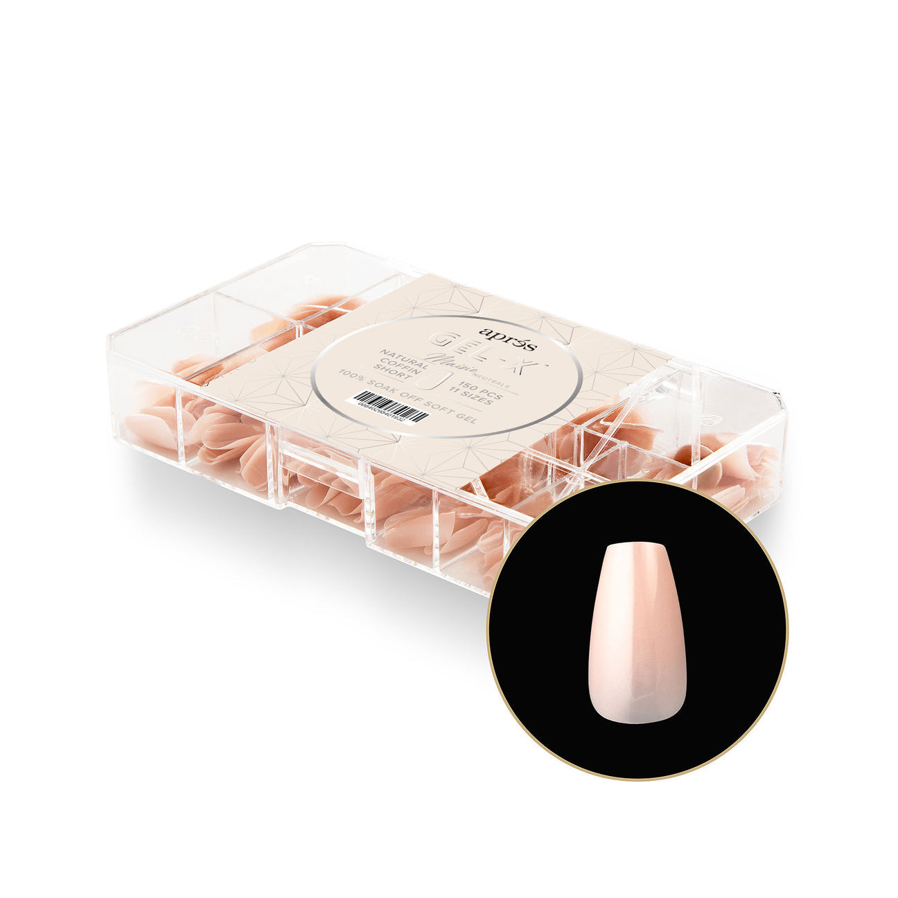 Apres Gel X Tips - Maisie Coffin Short Neutral Nails (150 Pcs) - Perfect for Salon, Home Manicures & Nail Art Designs