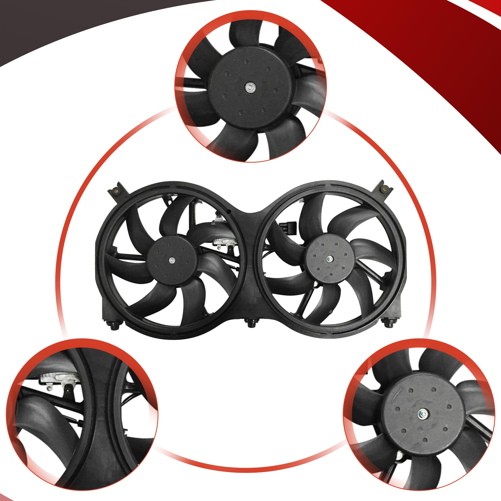 High Performance Radiator & Condenser Cooling Fan with Control Module - Compatible with 2013-2018 Infiniti JX35, 2013-2018 Nissan Pathfinder, 2014-2019 Infiniti QX60 - Perfect for Engine Cooling & AC System Maintenance