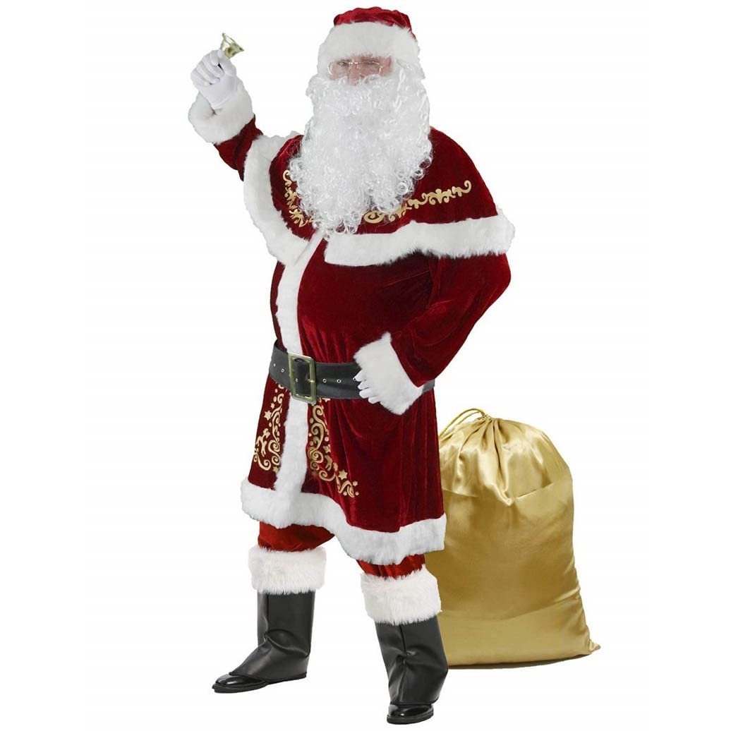 Premium Santa Claus Costume for Men - 12-Piece Christmas Party Outfit, Red Velvet Santa Suit for Adults | Holiday Cosplay, Festive Events & Christmas Celebrations