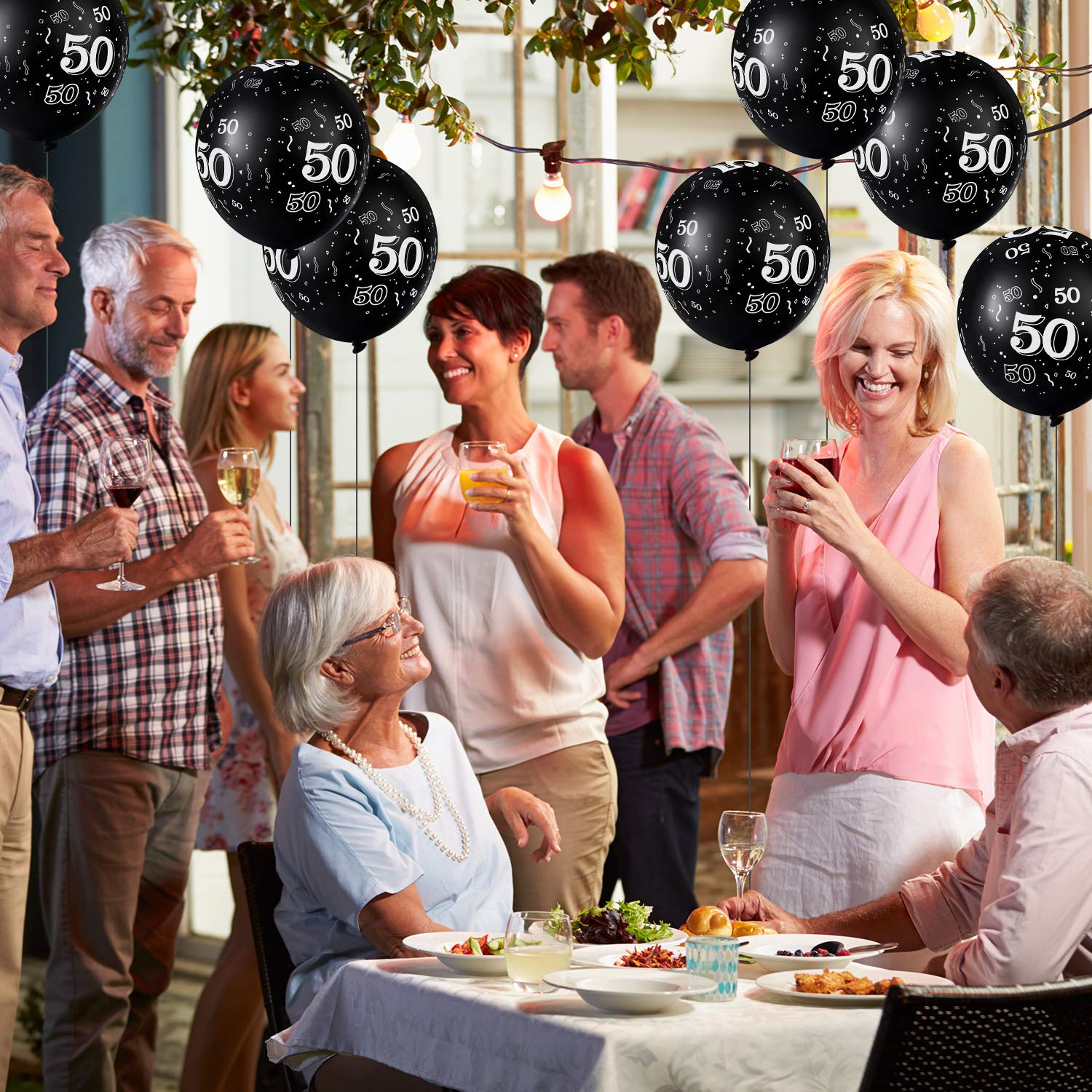 Gejoy 36-Pack Black 50th Birthday Balloons - 12 Inch Latex Party Decorations for Men & Women - Cheers to 50 Years Anniversary Celebration - Perfect for Milestone Parties, Retirement Celebrations & Golden Jubilee Events