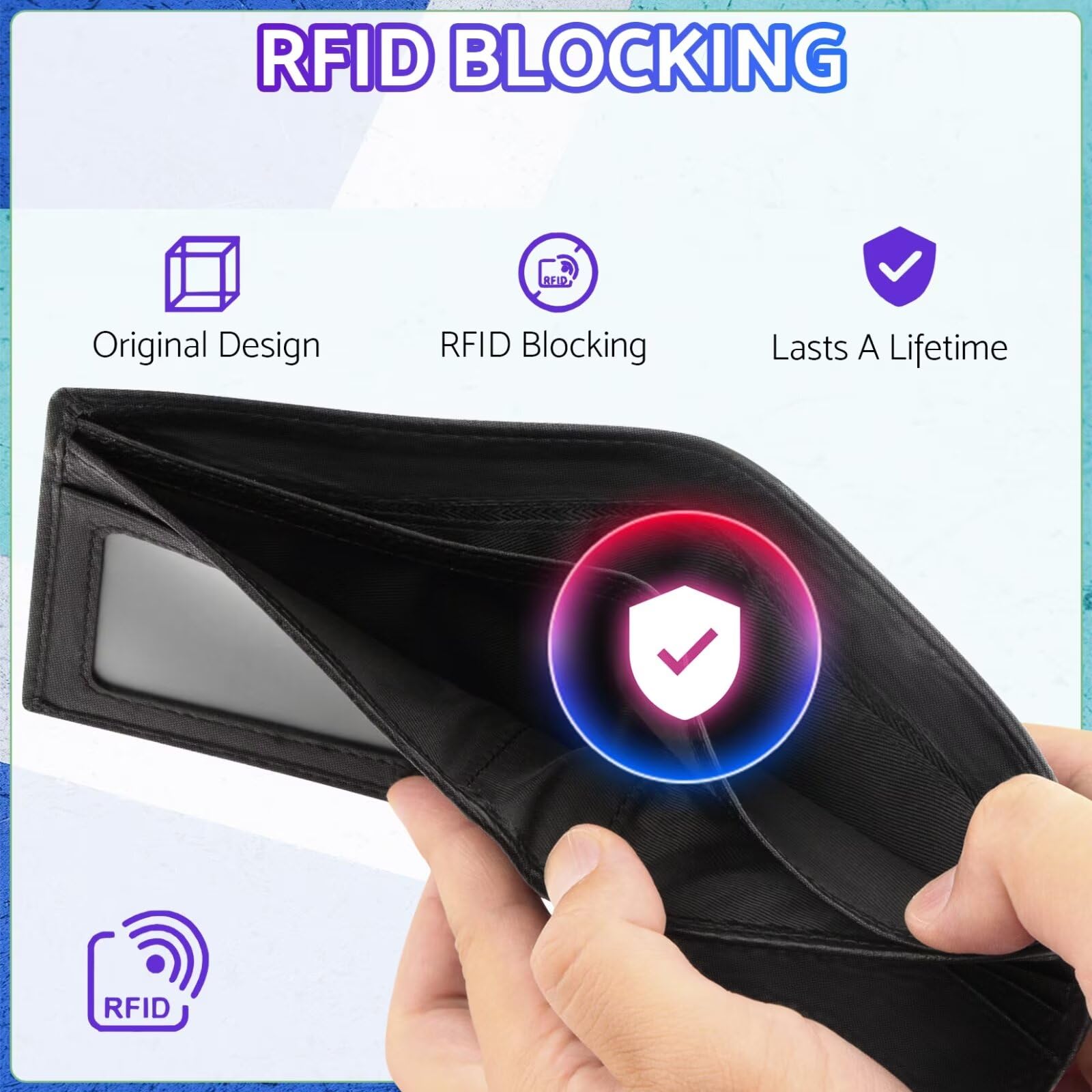 Cool RFID Blocking Leather Wallet for Boys Ages 8-15 - Bifold Design with Card Slots, Coin Pocket & ID Window - Perfect Birthday & Christmas Gift for Teens | School, Travel & Everyday Use