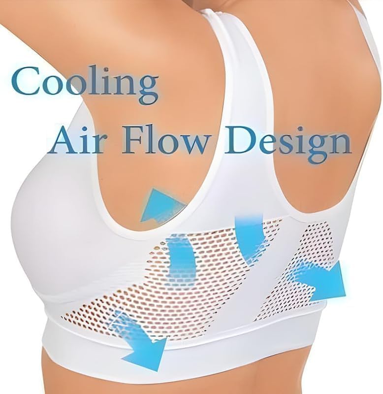 Breathable Cool Lift-Up Air Bras - Padded No Underwire Full Support Sports Bra for Women - Large Size Comfortable Workout & Yoga Bra for Active Lifestyles