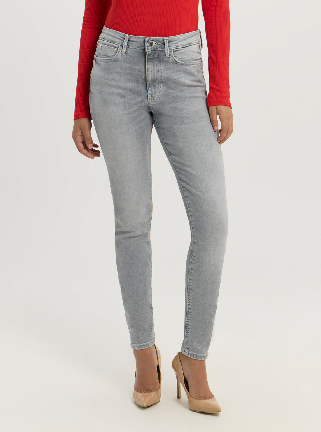 Vintage 1981 Grey Skinny Fit Denim Jeans for Women - High Waisted Stretch Comfort - Perfect for Casual Wear & Night Out