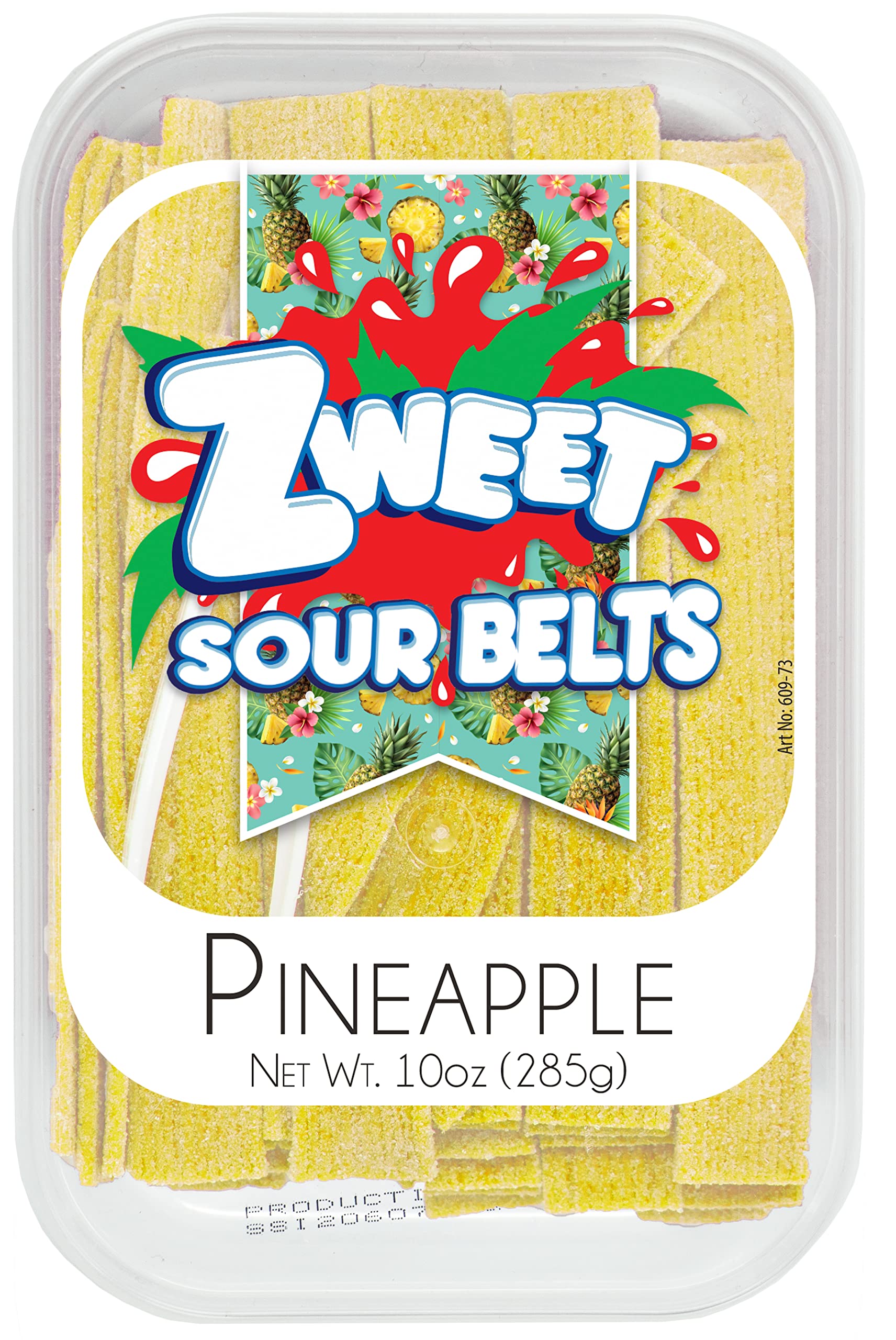 Sour Pineapple Candy Belts 10oz - Kosher & Halal Certified, Resealable Pack - Sweet & Tangy Licorice Snacks for Parties, Movie Nights & On-the-Go Treats