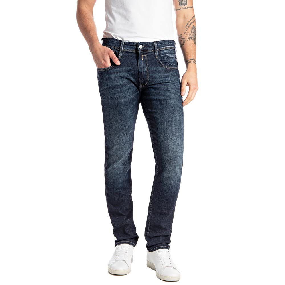 Replay Men's Slim Fit Stretch Denim Jeans - Comfortable & Stylish for Casual Wear & Everyday Outfits