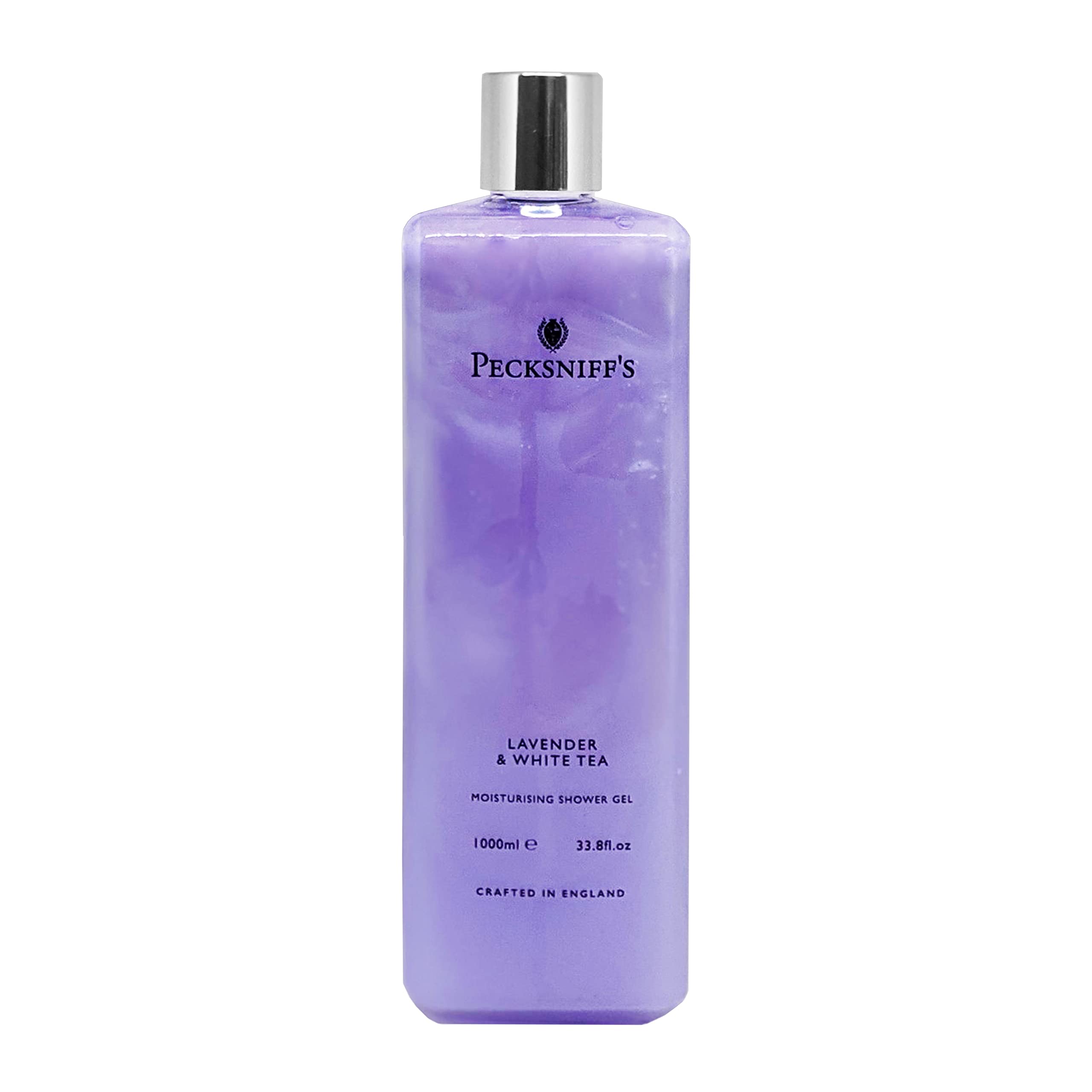Pecksniff's Lavender & White Tea Body Wash - 33.8oz Moisturizing Shower Gel for Sensitive Skin | All Natural, Cruelty Free, Vitamin B Enriched | Gentle Hydrating Cleanser for Daily Use & Spa Relaxation
