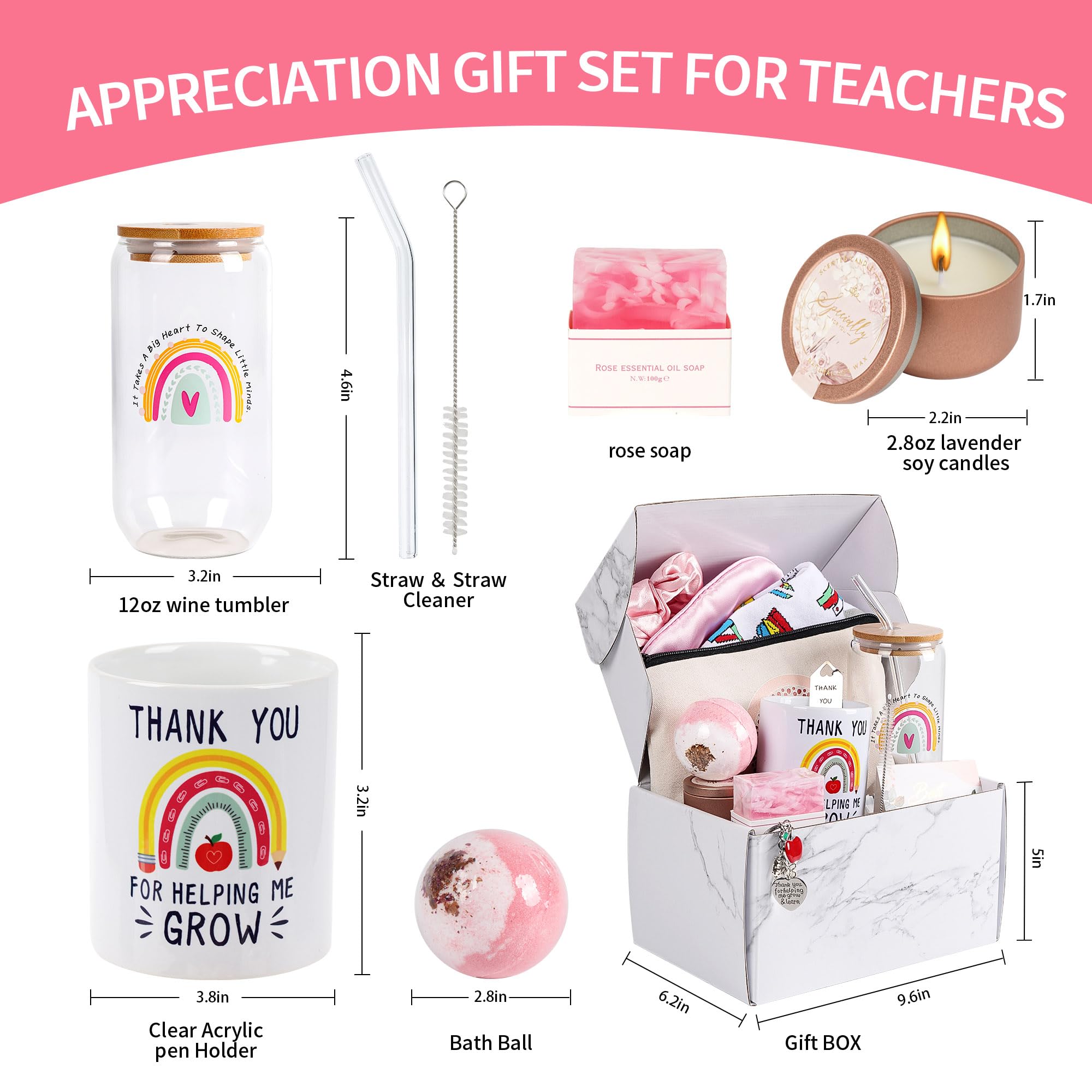 14-Piece Teacher Appreciation Gift Set - Thoughtful Christmas, Birthday & Retirement Gifts for Women Educators - Funny Thank You Gift Box for Teachers (Style 2) - Perfect for Classroom Celebrations, End-of-Year Gifts & Special Occasions