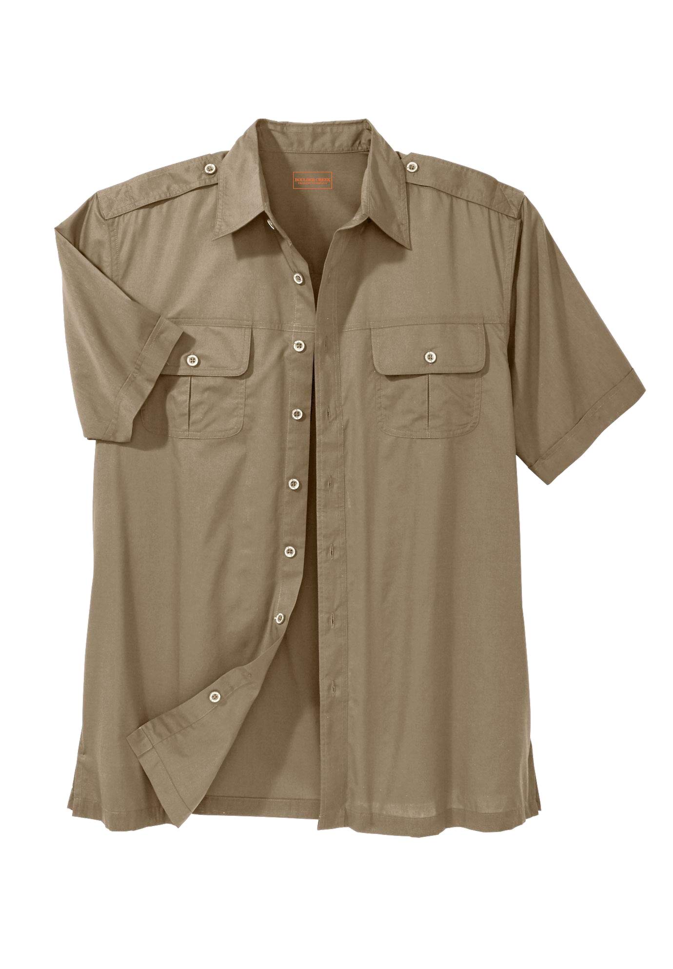 Boulder Creek by Kingsize Men's Big & Tall Short Sleeve Pilot Shirt - Comfortable Casual Button Down Shirt for Plus Size Men - Perfect for Work, Travel & Outdoor Adventures