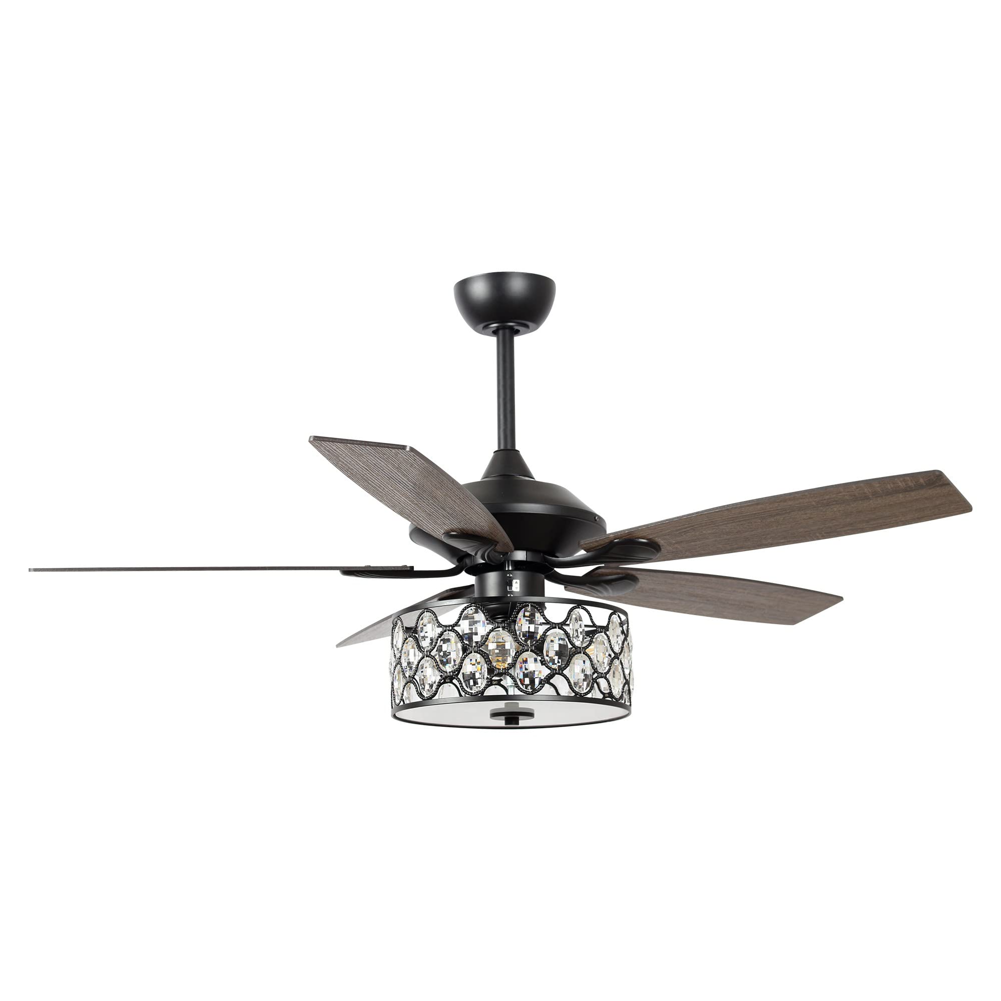 52 Inch Black Chandelier Ceiling Fan with Lights and Remote Control - Modern Indoor Cooling Solution for Living Room, Bedroom, and Dining Room