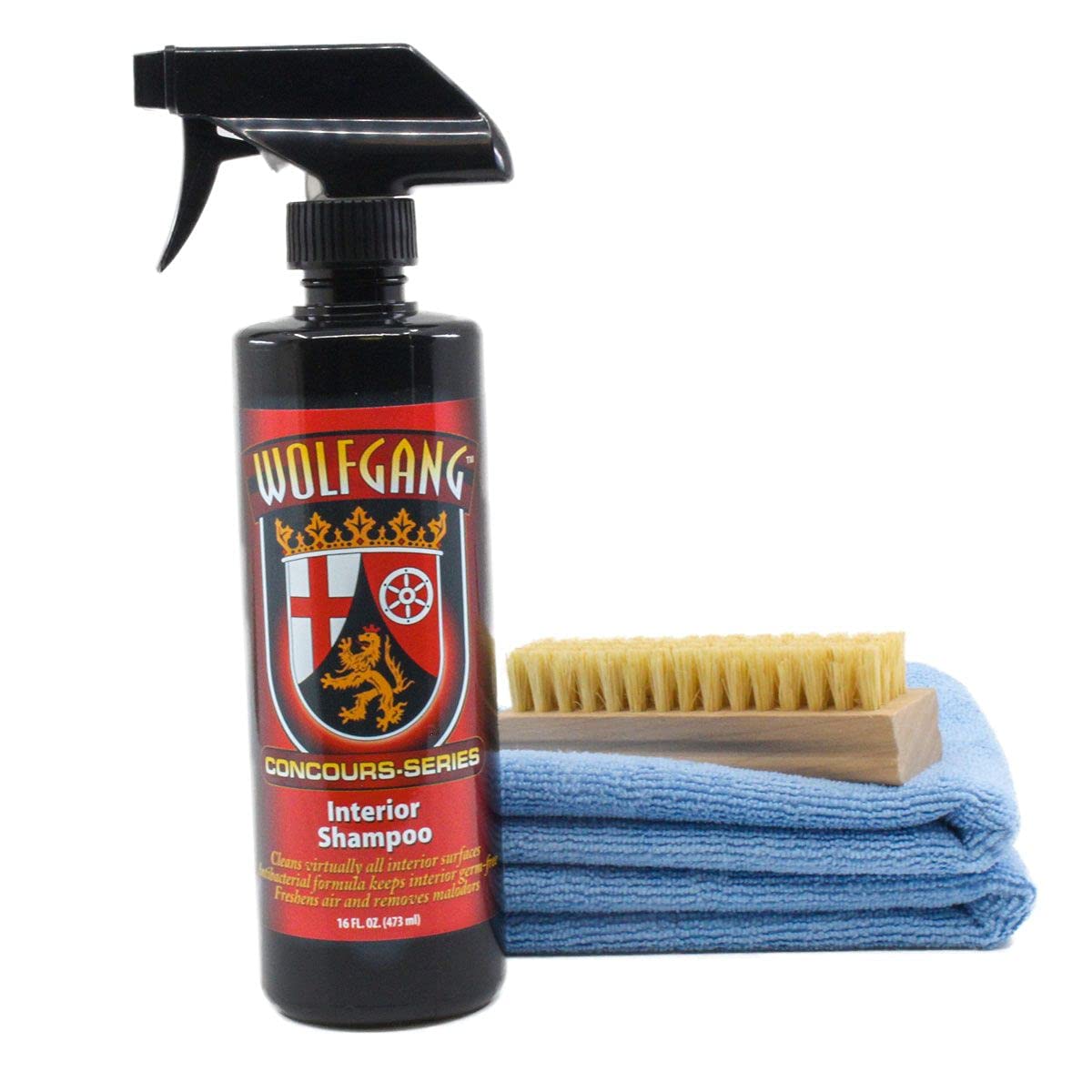 Wolfgang Concours Series WG-2800 Interior Shampoo & Cleaner Kit - 16 fl oz for Vinyl, Plastic, Fabric, Headliners & Leather - Fresh Scent Car Interior Detailing | Perfect for Auto Detailing, Car Wash & Interior Deep Cleaning