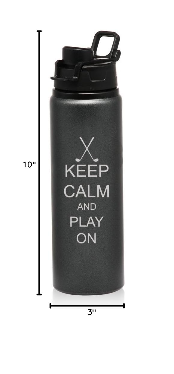 25 oz Aluminum Sports Water Bottle - Insulated Travel Thermos for Golf, Hiking & Outdoor Activities | Keep Calm & Play On | Leak-Proof & Durable
