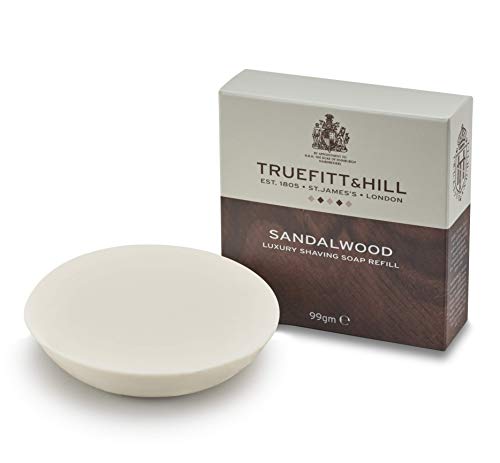 Truefitt & Hill Sandalwood Shaving Soap Refill - 3.5 oz | Premium Men's Grooming Product for Sensitive Skin | Perfect for Daily Shaving Routine & Travel