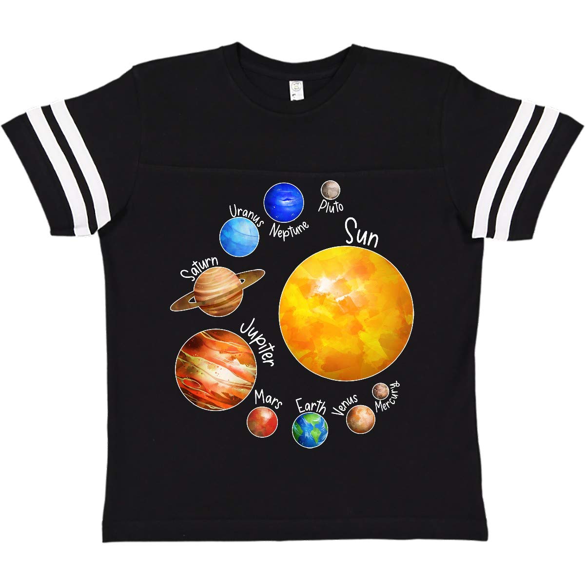 Inktastic Sun and Planets - Yes, and Pluto Youth T-Shirt | Space & Astronomy Graphic Tee for Kids | Perfect for School, Science Fair & Space-Themed Birthday Parties