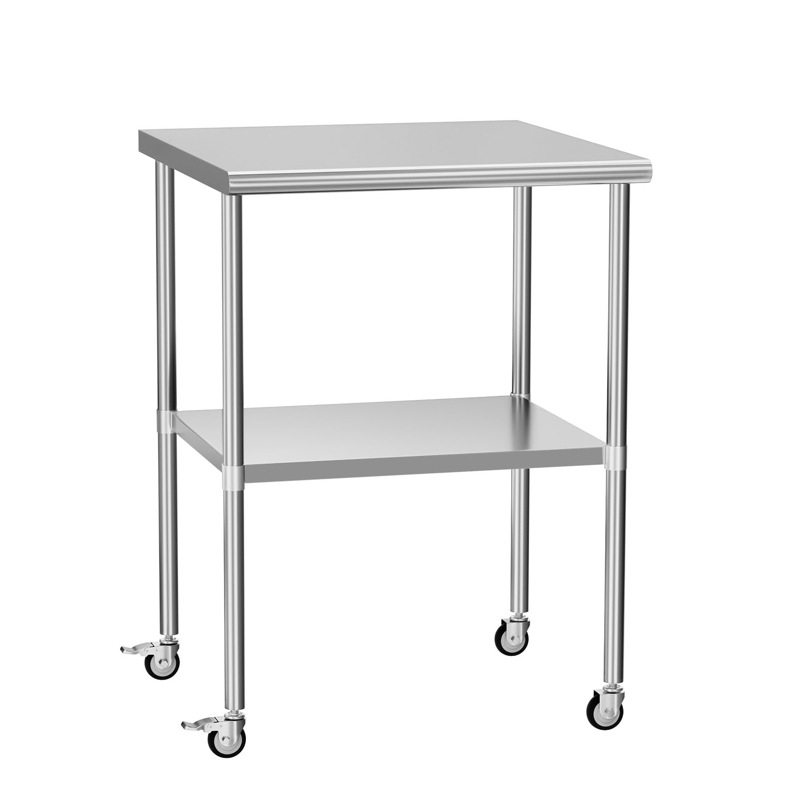 Stainless Steel Prep & Work Table with Adjustable Shelf & Wheels - 30