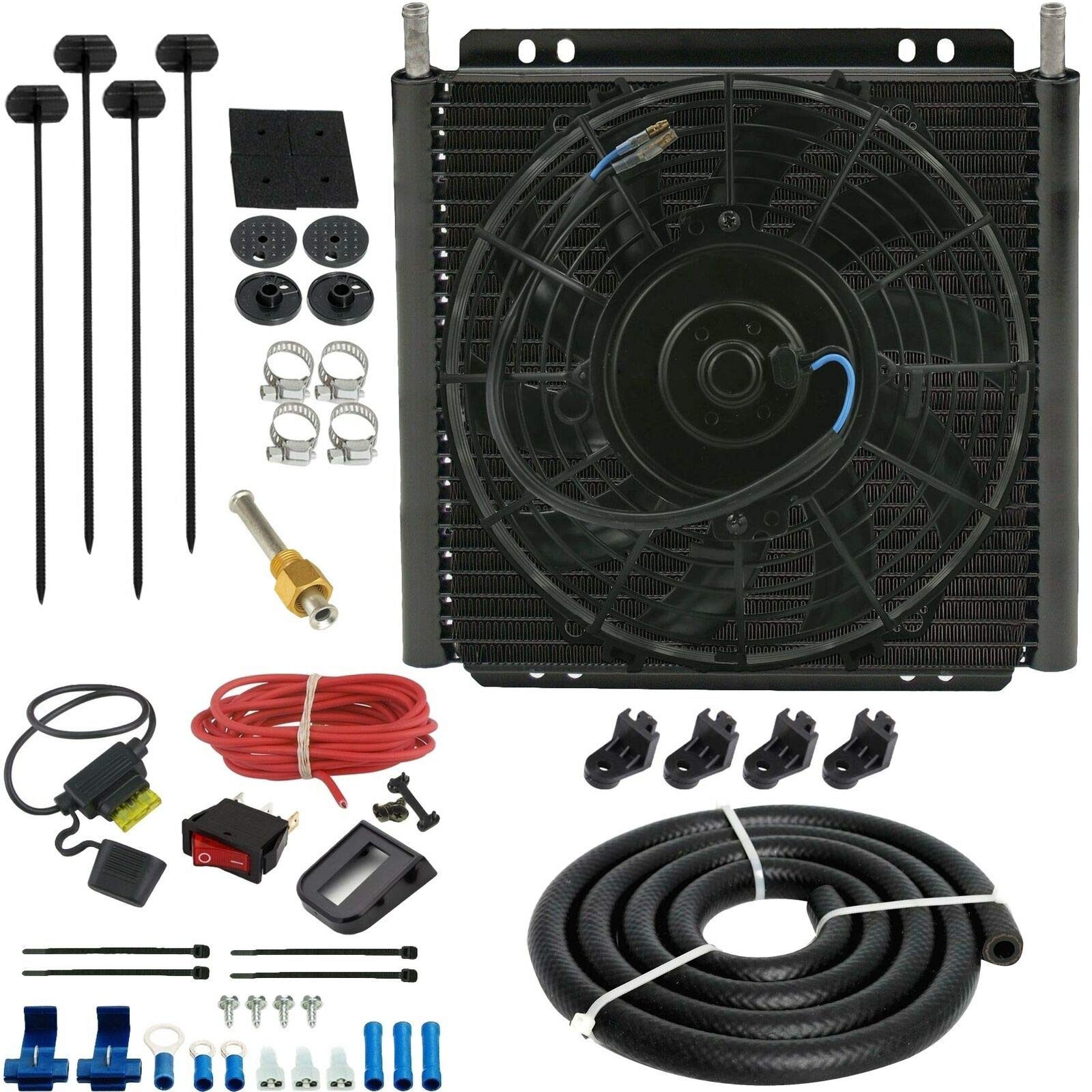 30 Row Black Aluminum Engine Transmission Oil Cooler with 9