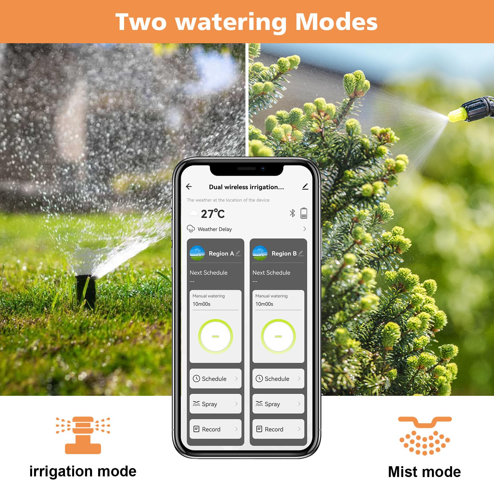 Smart WiFi Water Timer for Garden Hose - 2 Zone Sprinkler Timer with WiFi Hub & Rain Delay - Alexa Compatible Irrigation Controller for Lawns & Gardens - Perfect for Automated Watering & Smart Home Integration