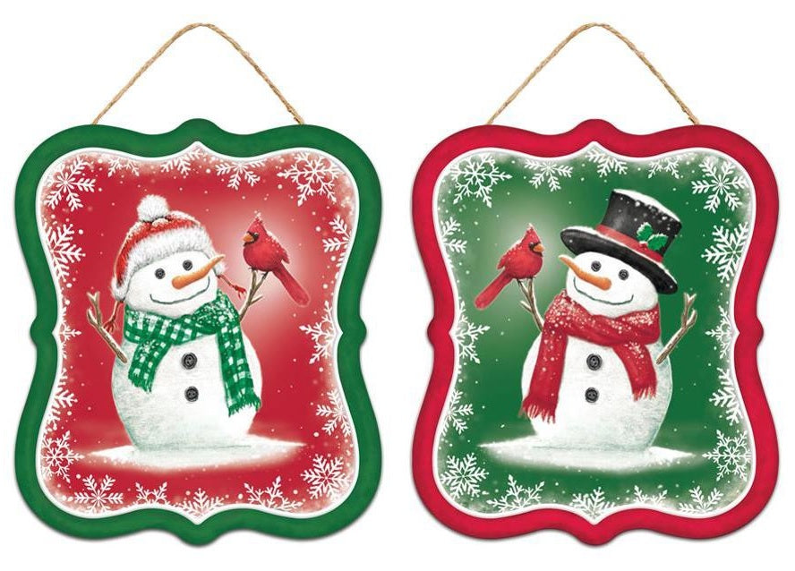 7-Piece Snowman & Cardinal Christmas Sign Ornament Set - Perfect for Holiday Tree Decorations, Home Décor, and Festive Gift Giving