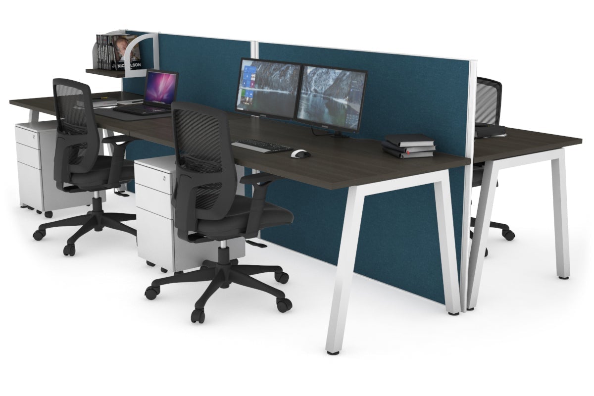 Horizon Quadro 4-Person Office Workstation Bench with A-Legs - 1200L x 800W with Cable Management - Perfect for Collaborative Workspaces & Open Office Environments