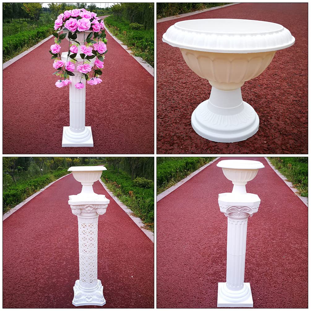 Yardwe 2-Pack White Grecian Urn Planters - Classic Plastic Flower Pots for Indoor & Outdoor Decor, Wedding Centerpieces, Garden, Patio, and Home Décor