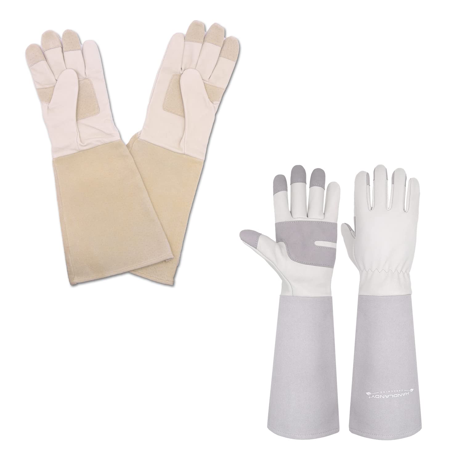 2 Pairs Long Sleeve Leather Gardening Gloves for Women - Medium Size, Thorn Proof, Durable Protection for Planting, Pruning & Outdoor Work