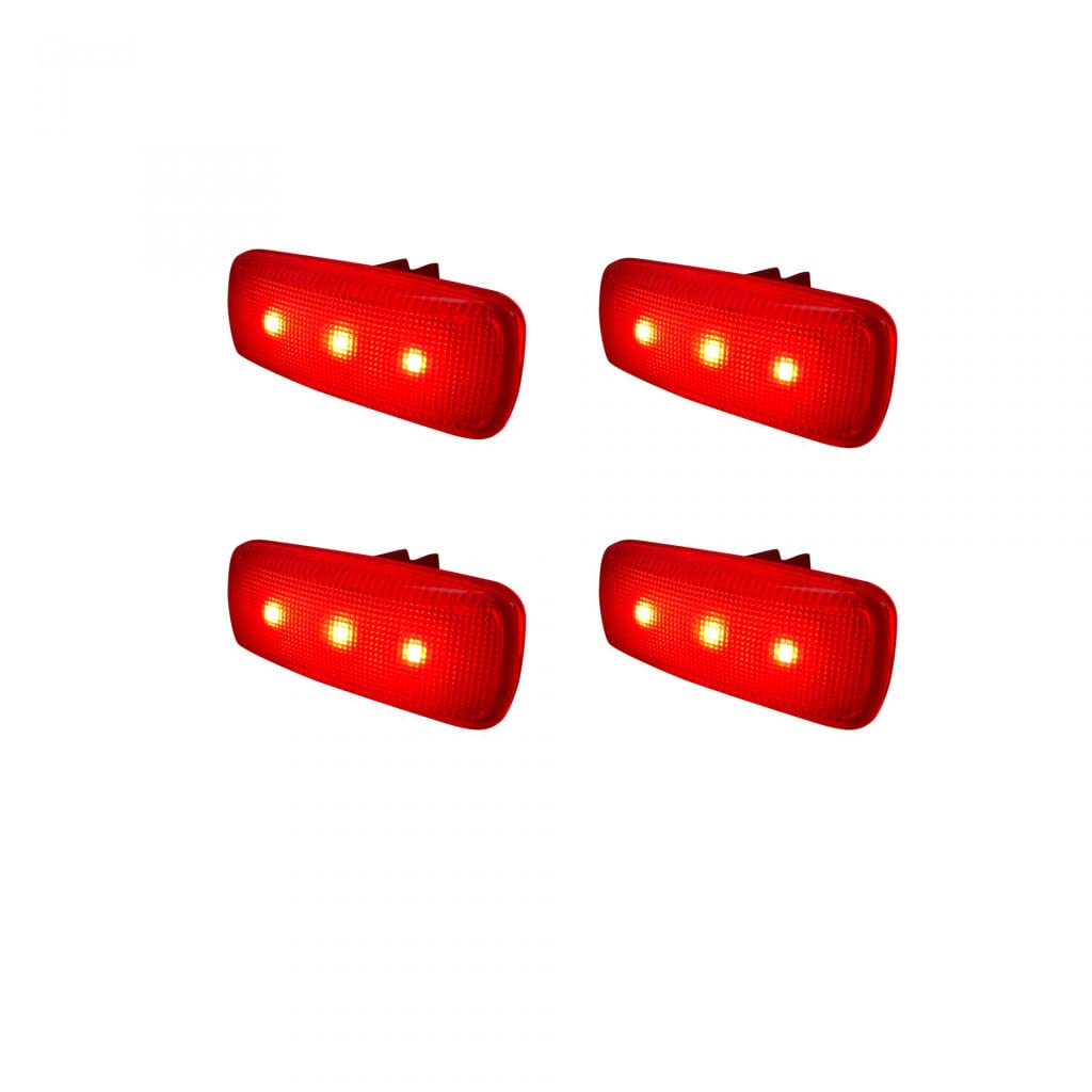Recon Fender Lights for Dodge Ram 2010-2021 - Dually Fender Lenses with 2 Red & 2 Amber LED Lights - Smoked Lens & Black Trim (4-Piece Set) - Perfect for Off-Roading, Truck Customization & Night Visibility