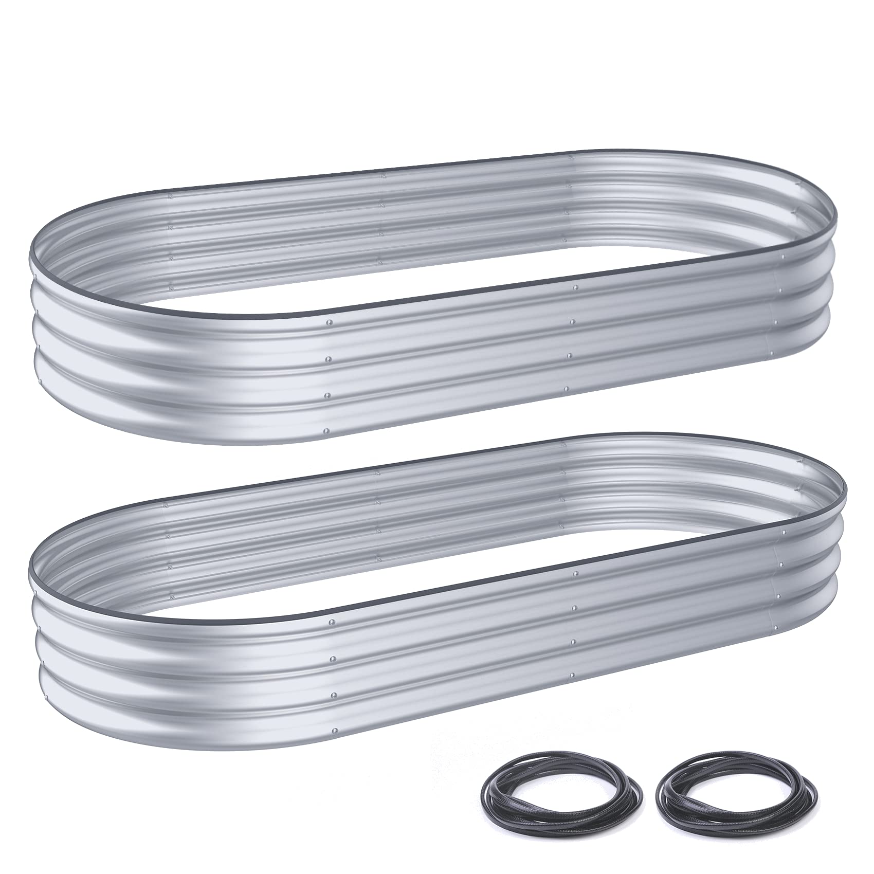 Galvanized Steel Raised Garden Bed Kit - 7x3x1ft Rustproof Outdoor Planter Box for Vegetables, Flowers & Herbs - Easy Assembly, No Bottom Design - Perfect for Backyard Gardening, Patio Decor & Urban Farming (2-Pack)