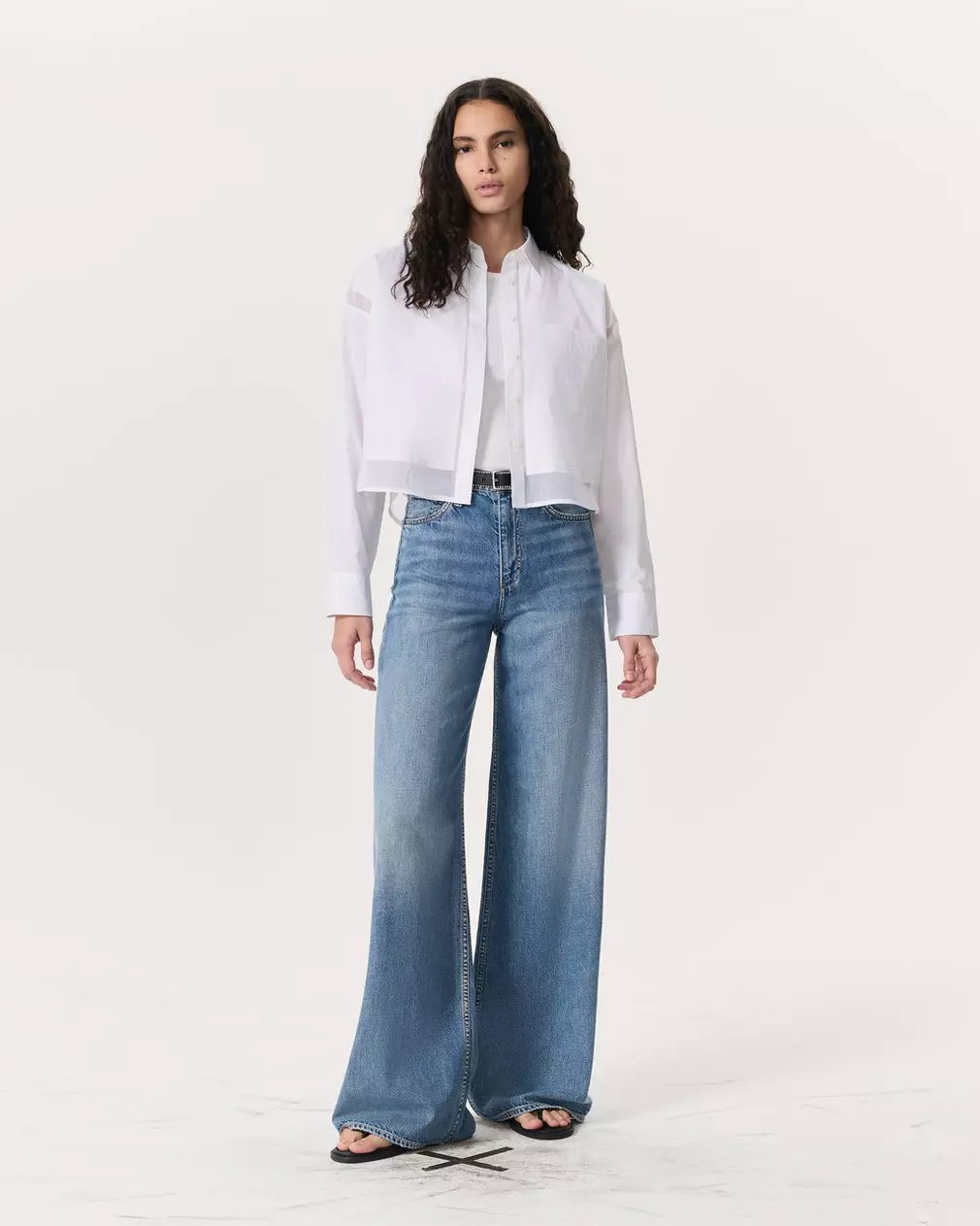 Beatrice Cropped Poplin Organza Shirt for Women | White Summer Blouse | Perfect for Office Wear, Date Night & Casual Outfits