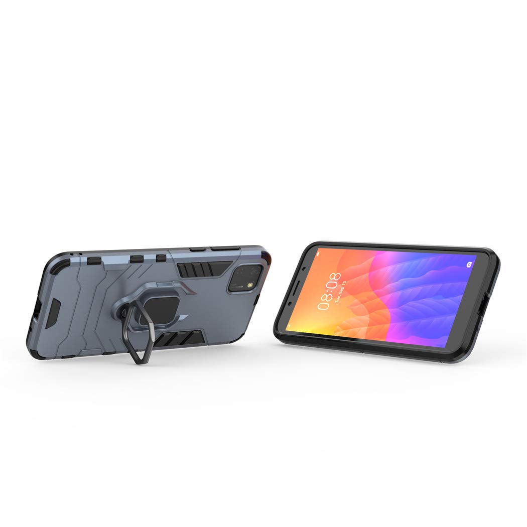 Huawei Y5P Case with Metal Ring Grip & Kickstand - Magnetic Car Mount Compatible Rugged Dual Layer Protective Cover for Huawei Y5P (Navy Blue) | Perfect for Daily Use, Travel & Hands-Free Viewing
