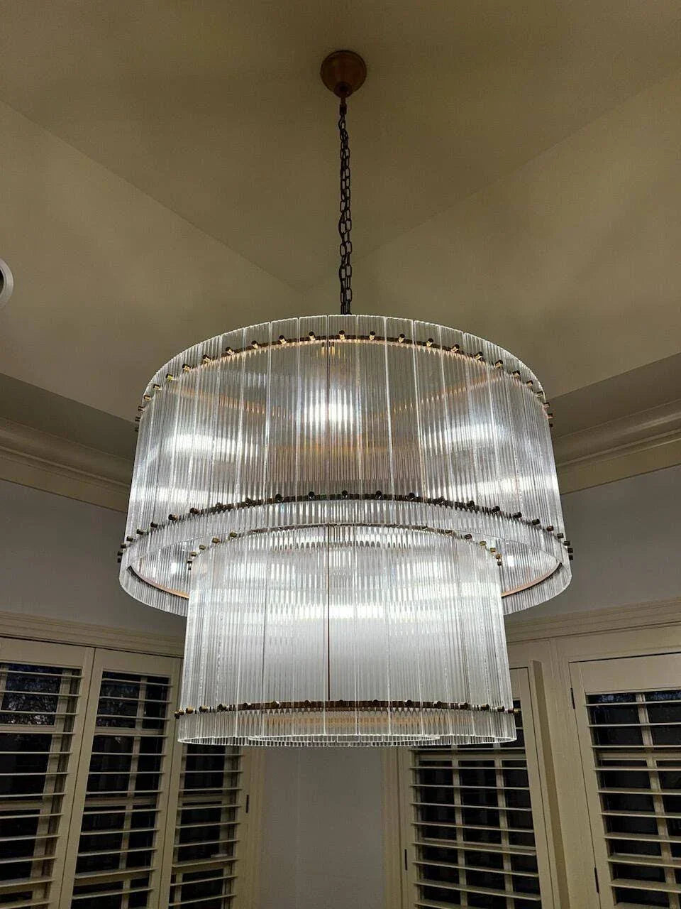 Tina Two-Tier Luxury Round Chandelier - 37 Inch Crystal Ceiling Light Fixture for Dining Room, Bedroom & Living Room Decor