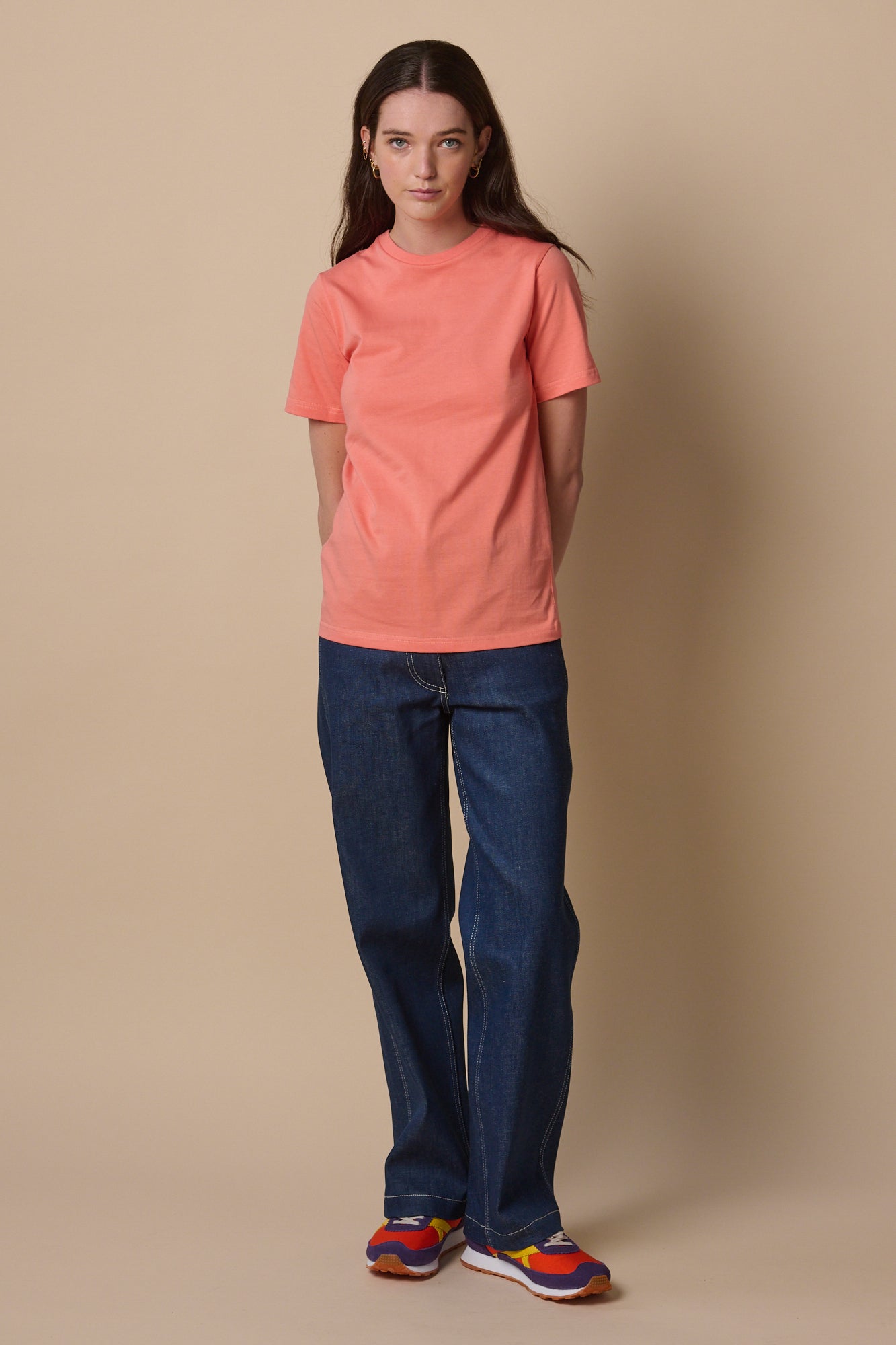 Women's Short Sleeve T-Shirt - Soft Peach Color - Casual Comfort Fit Cotton Top for Everyday Wear, Summer Outfits & Layering