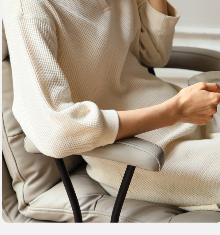Premium Organic Leather Ergonomic Office Chair with Adjustable Height - Perfect for Home & Workspace Comfort