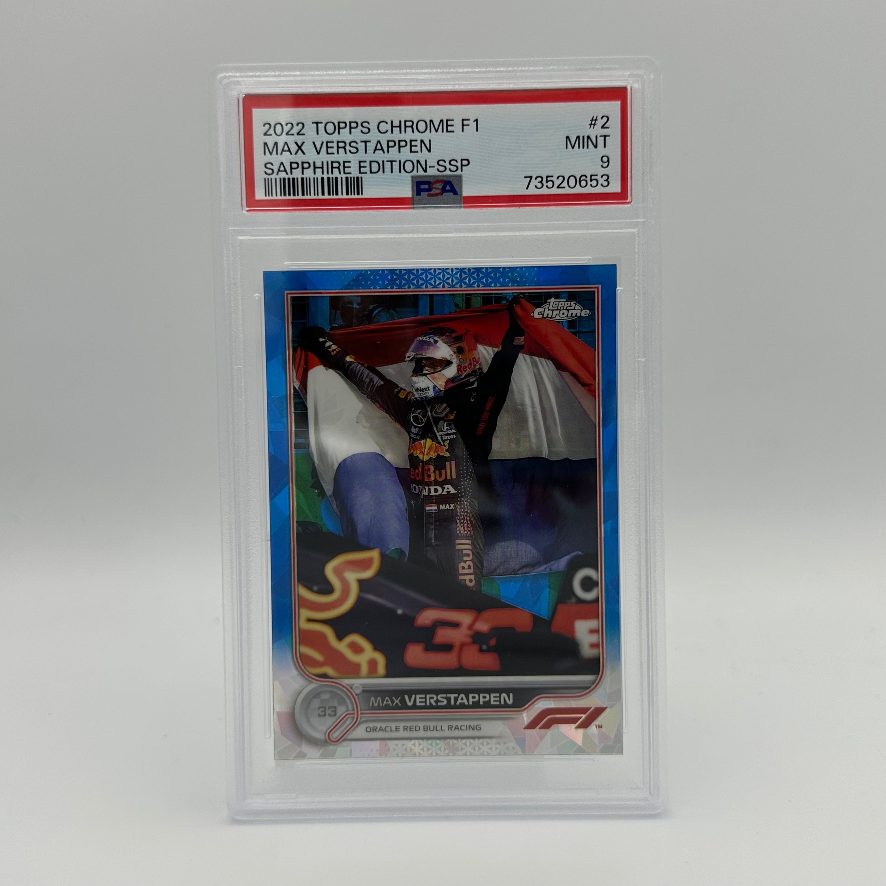 PSA 9 Graded Max Verstappen #2 Sapphire Edition SSP Image Variation - Rare Trading Card for Collectors & F1 Fans, Perfect for Display & Investment