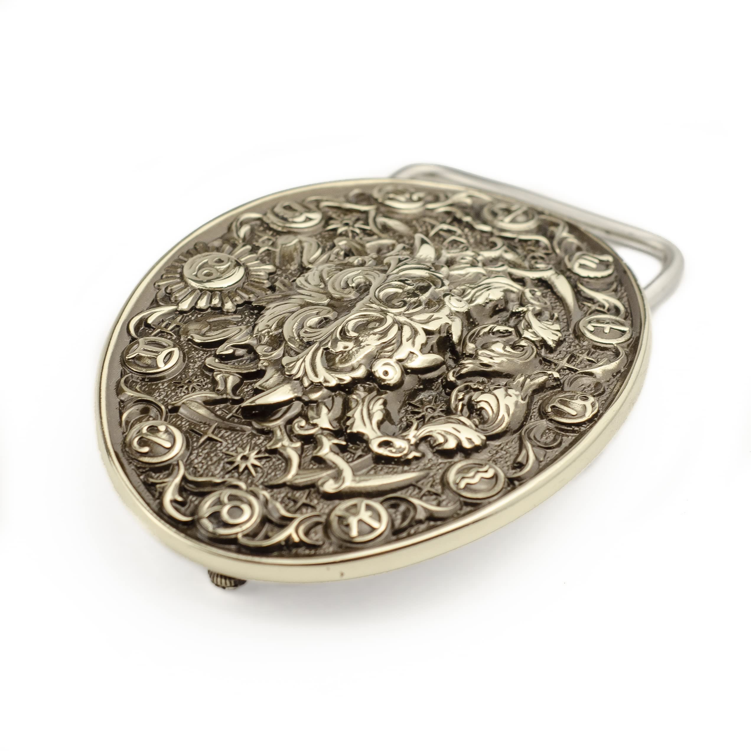 German Silver Zodiac Belt Buckle - Cancer Crab Horoscope Sign Handmade Solid Buckle for Casual Belts | Perfect for Gifts, Fashion Accessories & Astrology Enthusiasts