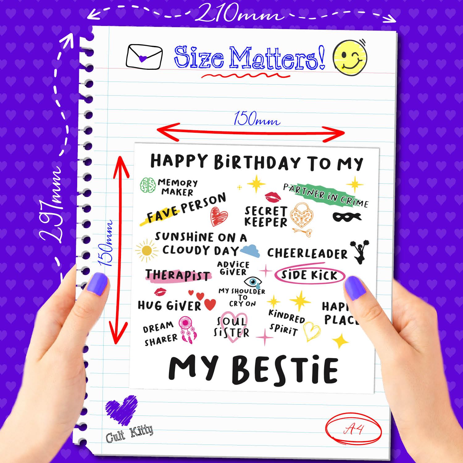Cult Kitty Best Friend Birthday Card for Women & Girls - 15x15cm Sister Birthday Card with Matching Envelope - Funny Cat Themed Gift for Female Best Friends - Blank Inside - Perfect for Birthdays, Anniversaries & Special Occasions