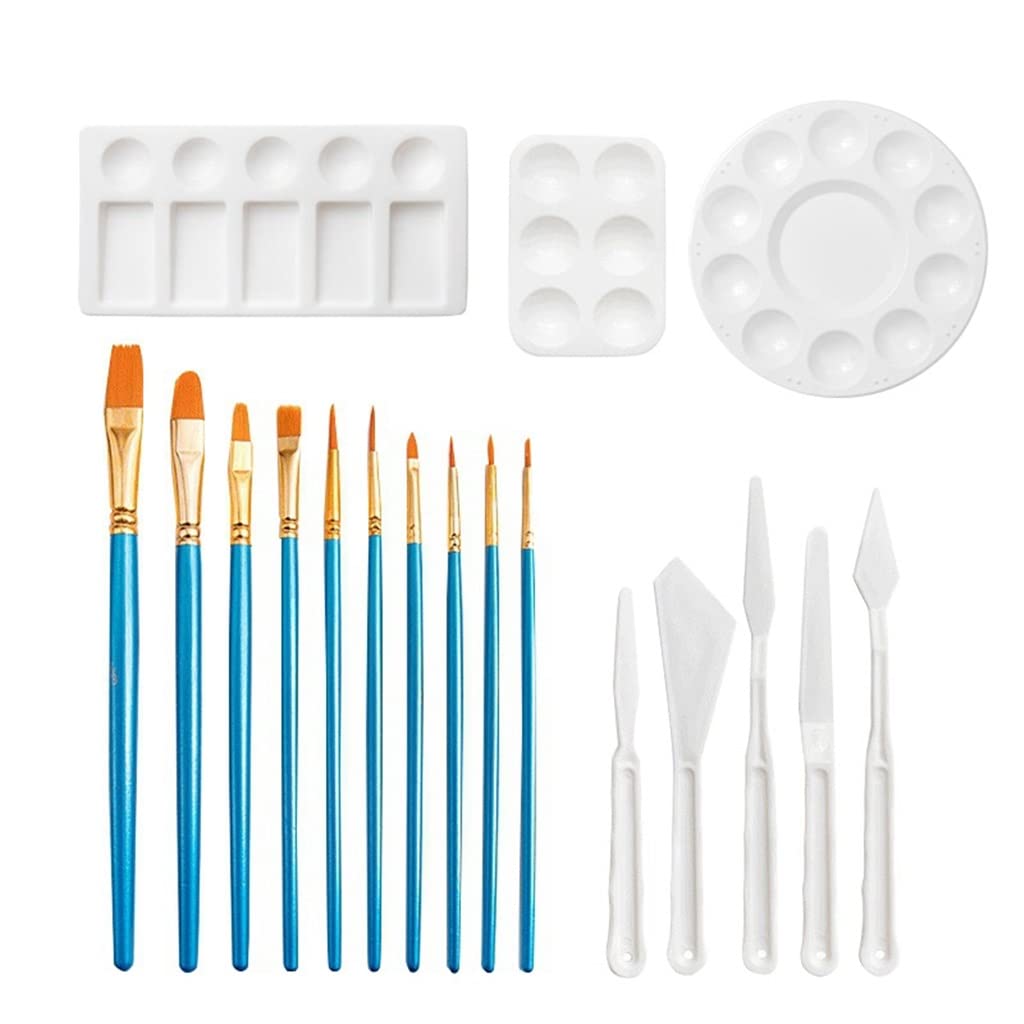 18-Piece Paint Palette & Knife Set with Brush & Trays - Professional Artist Supplies for Oil, Acrylic, Watercolor Painting - Perfect for Studio, Classroom & DIY Art Projects