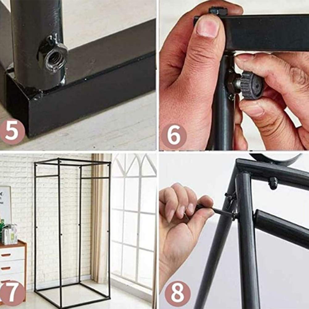 Foldable Black Dressing Room with Metal Frame & Shelf - 100x100x200cm Portable Changing Station for Clothing Stores, Offices & Events | Temporary Fitting Room, Track Display Stand & Locker Room Solution