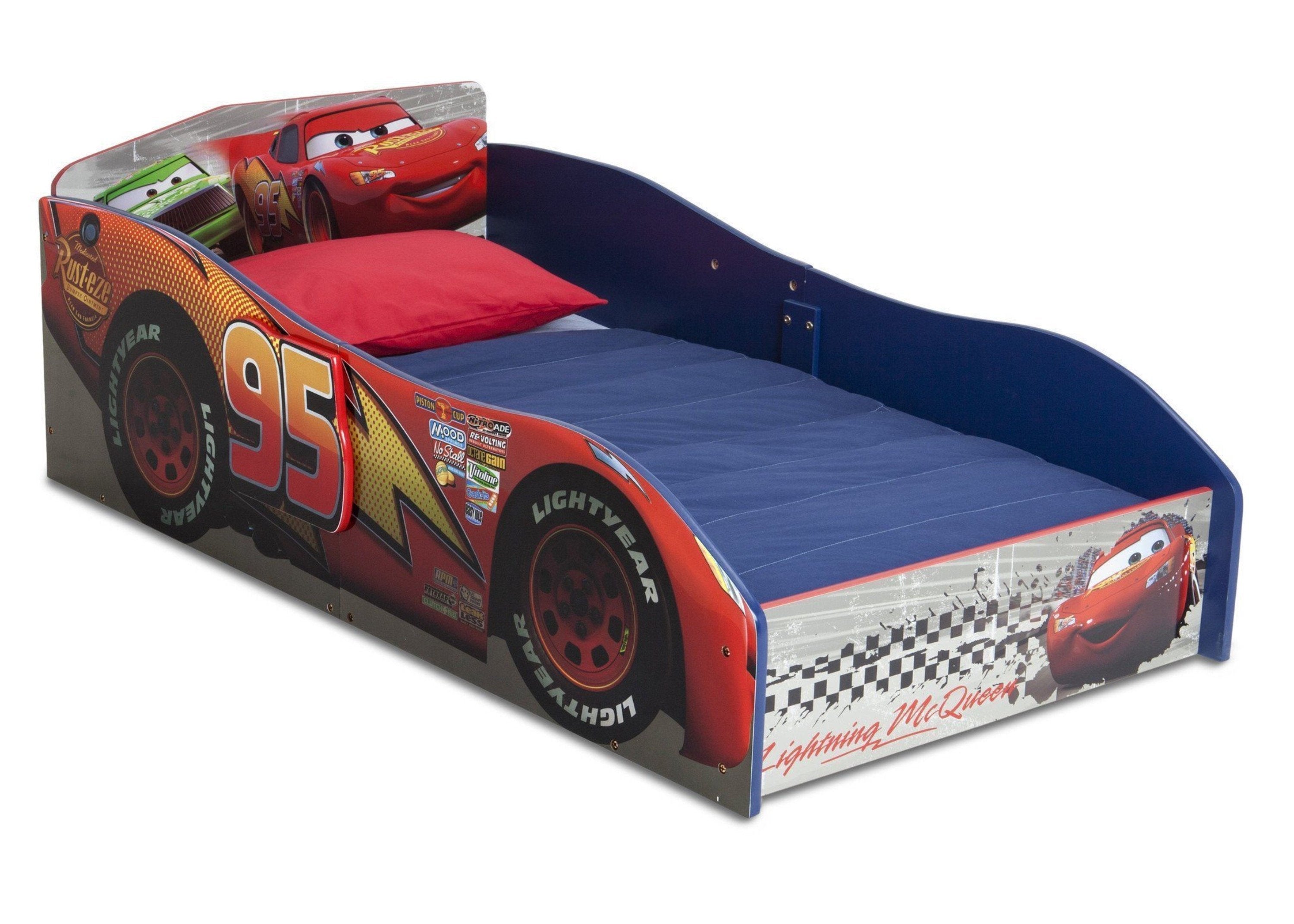 Wooden Toddler Car Bed for Kids - Race Car Themed Bedroom Furniture for Boys & Girls - Perfect for Nursery, Bedroom, and Playroom Decor