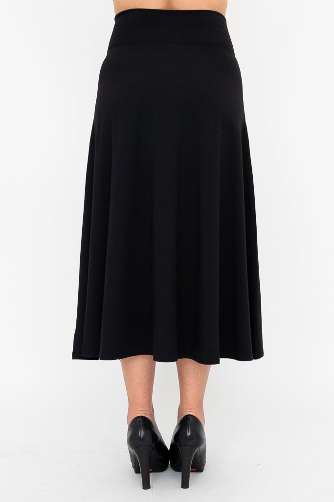 Gillian Women's Black Bamboo Skirt - Comfortable & Eco-Friendly Midi Skirt for Casual Wear, Office, and Summer Outfits