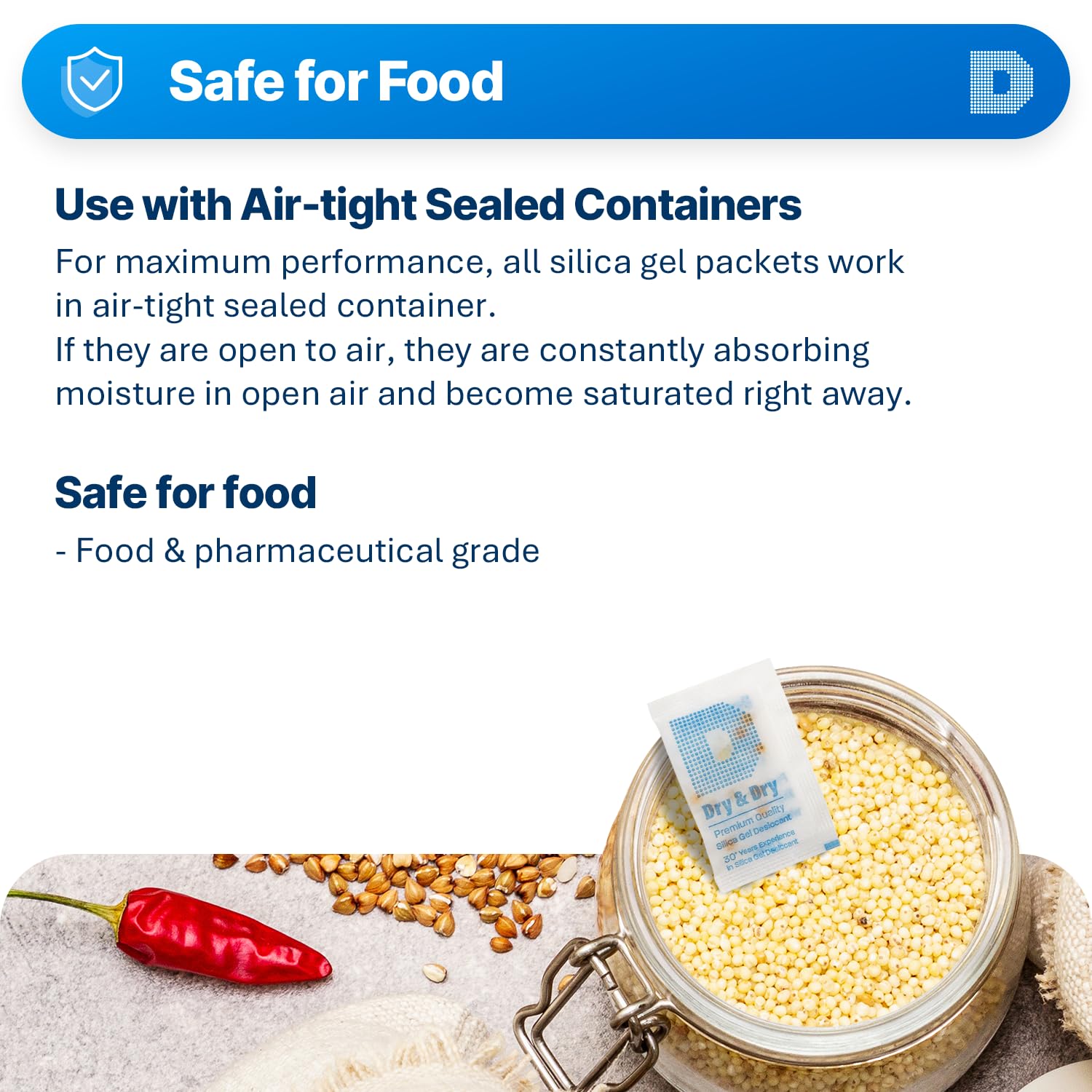 Dry & Dry 2 Gram [6000 Packets] Food Safe Orange Indicating Silica Gel Desiccant Packs - Moisture Absorber for Food Storage, Electronics, Documents & Closet Protection