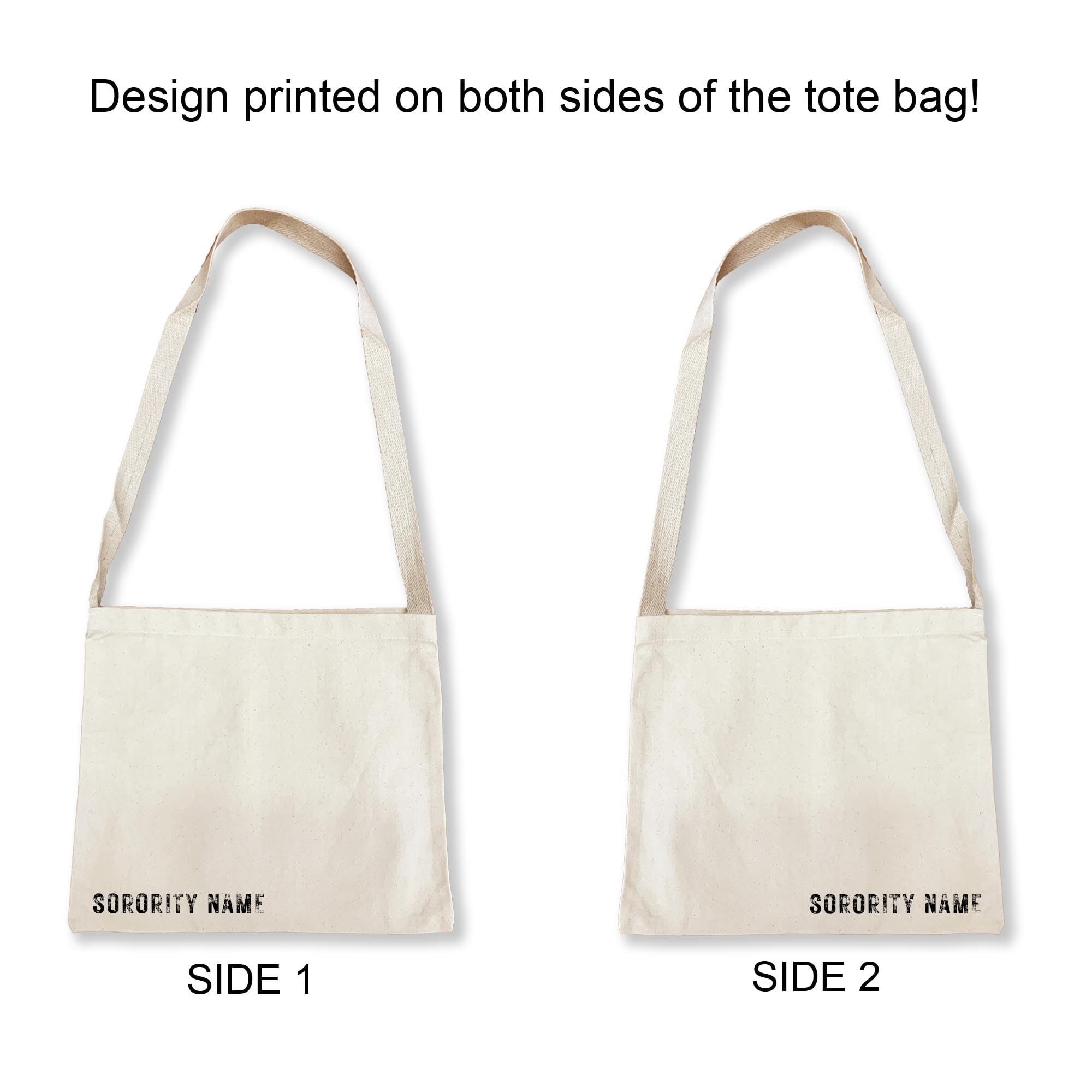 Sorority Messenger Tote Bag - Personalized Greek Letter Tote for College Sisters - Durable Cotton Market Bag for Sorority Events, Campus Life & Beach Outings