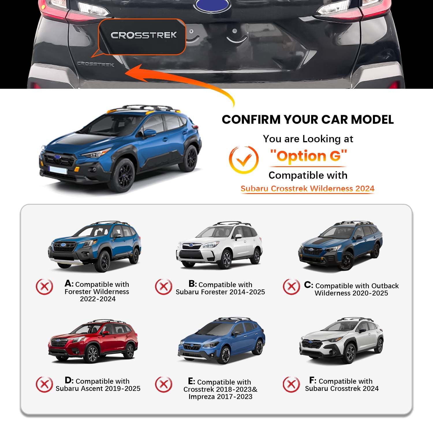 2024 Subaru Crosstrek Wilderness Car Roof Rack Cross Bars - Aluminum Lockable Roof Rails for Cargo, Luggage, Bikes, Kayaks & Snowboards | Perfect for Road Trips, Outdoor Adventures & Gear Transport