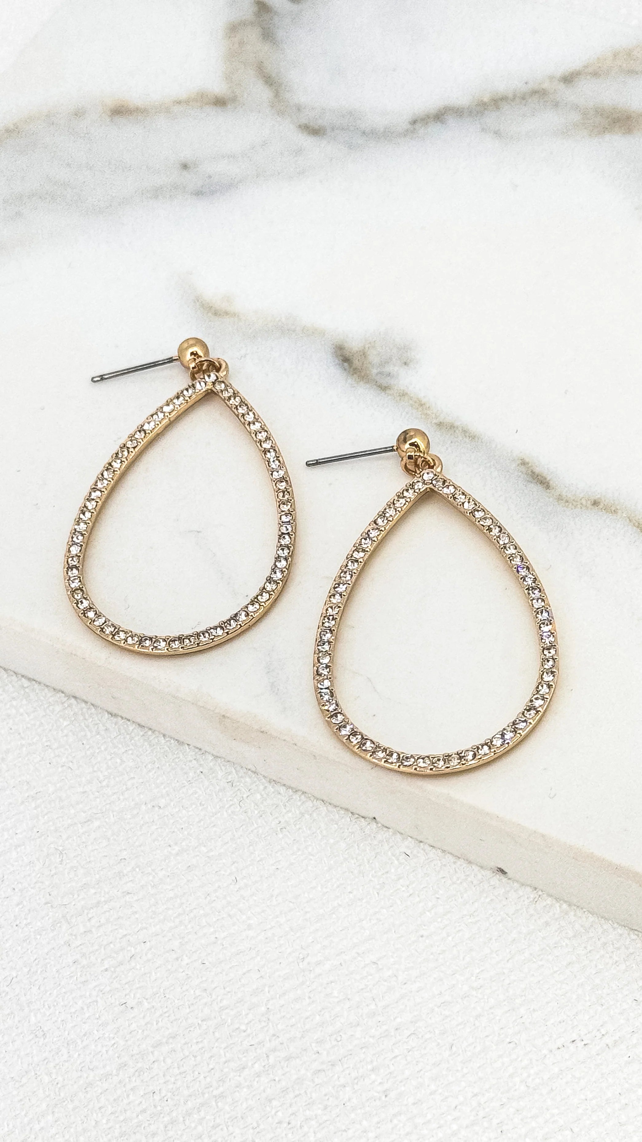 Elegant Gold Oval Diamante Earrings for Women - Perfect for Parties, Weddings & Special Occasions