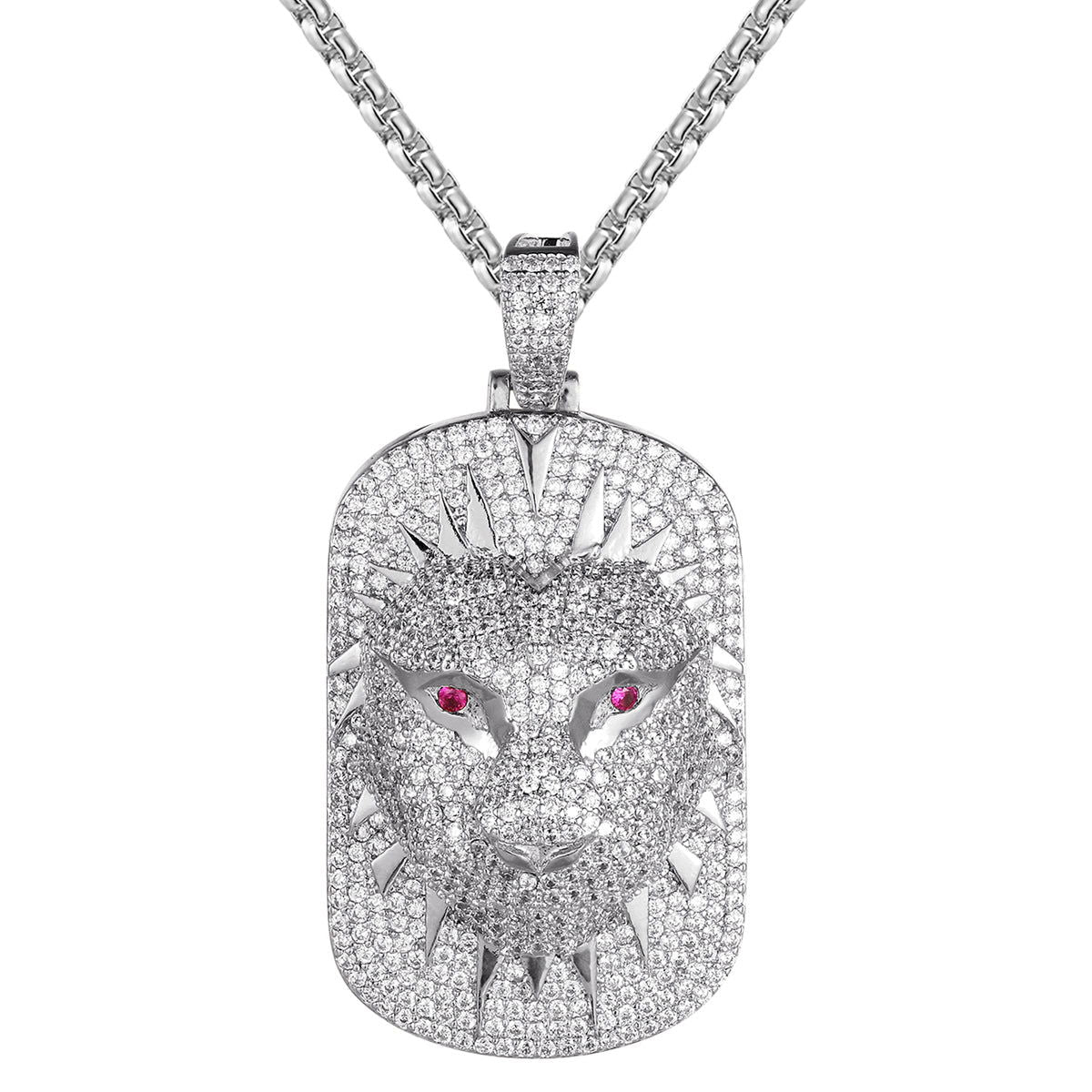 3D Panther Face Dog Tag with Ruby Eyes - Stylish Bling Pendant for Men & Women - Perfect for Hip-Hop Fashion, Gifts & Jewelry Collection
