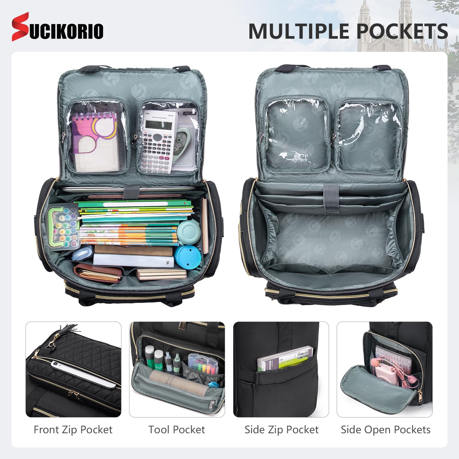 17.3 Inch Waterproof Rolling Laptop Bag for Women - 3-in-1 Wheeled Briefcase & Teacher Tote Bag | Perfect for Business Travel, Office Commute & School Use