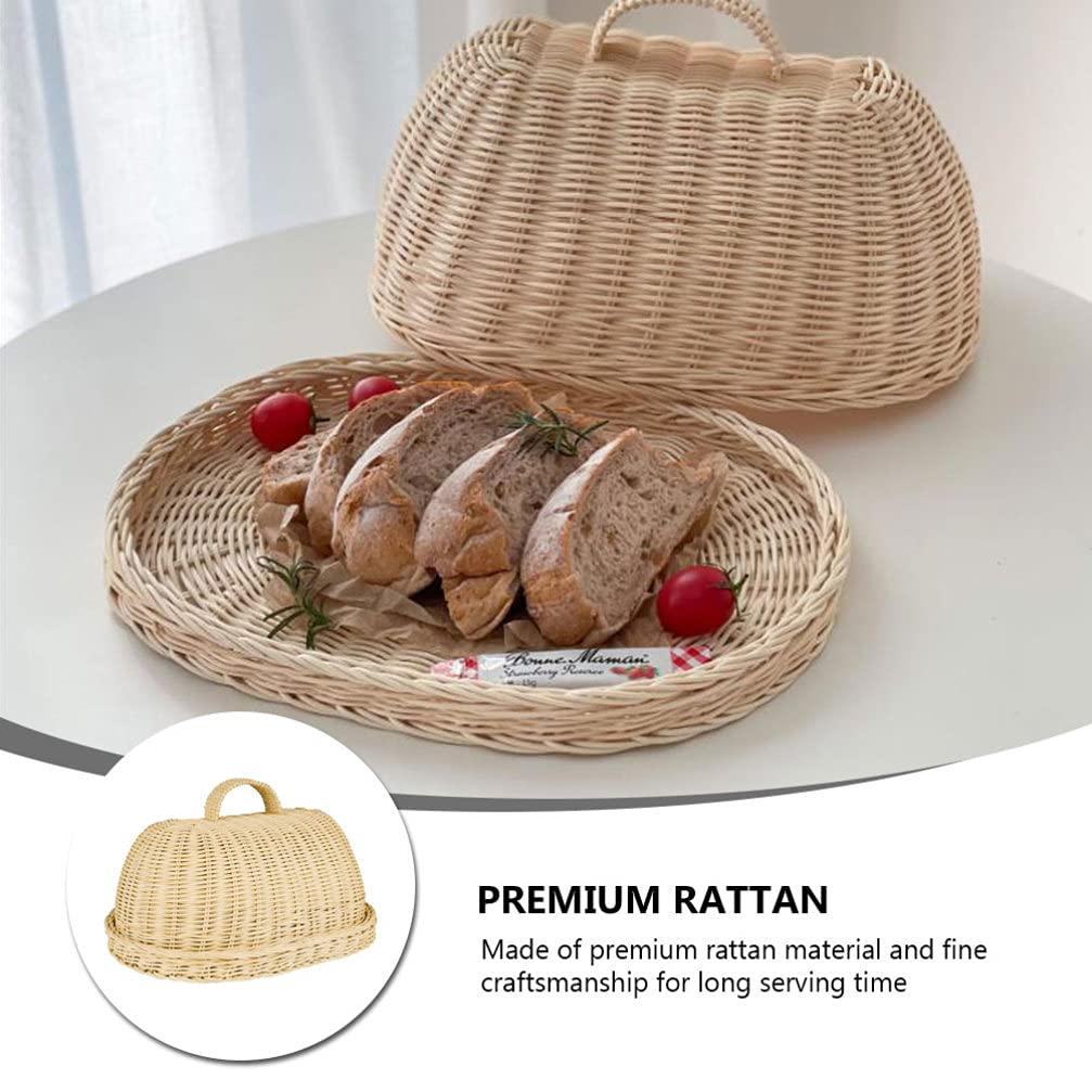 Rattan Food Cover Storage Tray - Handwoven Kitchen Fruit Basket for Bread & Produce Protection | Perfect for Picnics, Parties & Countertop Display