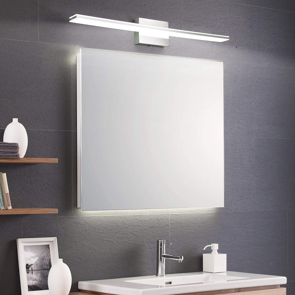 16W Modern LED Vanity Light Bar - Chrome Bathroom Mirror Light Fixture with Acrylic Shade, 6000K Daylight White - Perfect for Bathroom, Bedroom & Living Room Lighting