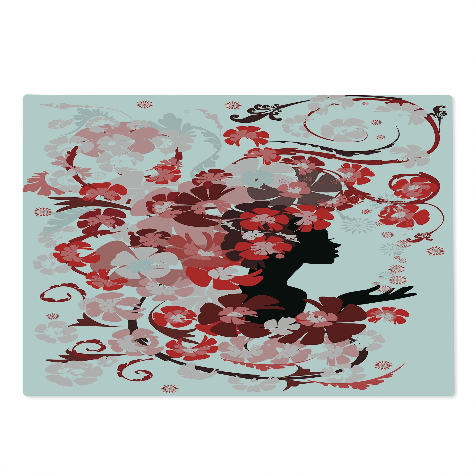 Ambesonne Feminine Cutting Board - Floral Pink Blossoms Design, Tempered Glass Serving Board for Kitchen, Large Size (Black, Pink, Red) - Perfect for Food Prep, Charcuterie Display & Home Decor
