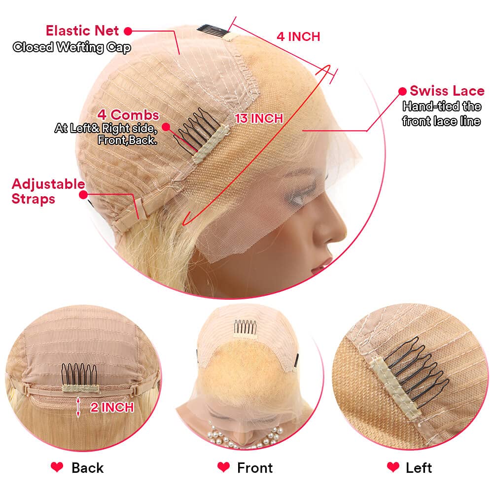 40 Inch 613 Blonde 13x4 Lace Front Wig - Brazilian Human Hair 180% Deep Wave - HD Transparent Pre-Plucked Lace Frontal - Remy Human Hair Wigs for Women - Perfect for Cosplay, Daily Wear & Special Occasions