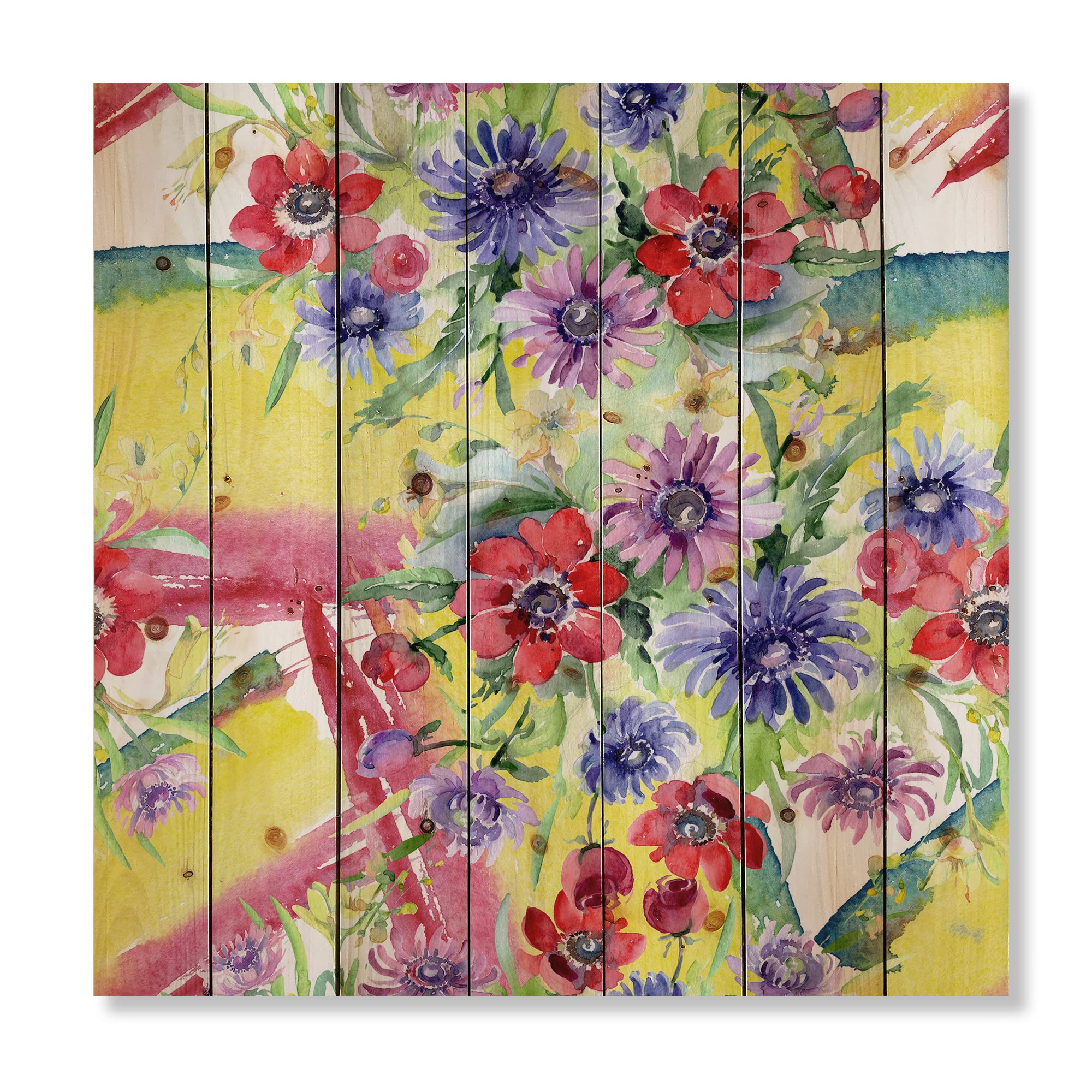 Vibrant Spring Leaves Wood Wall Art - Floral Pine Decor for Living Room & Bedroom